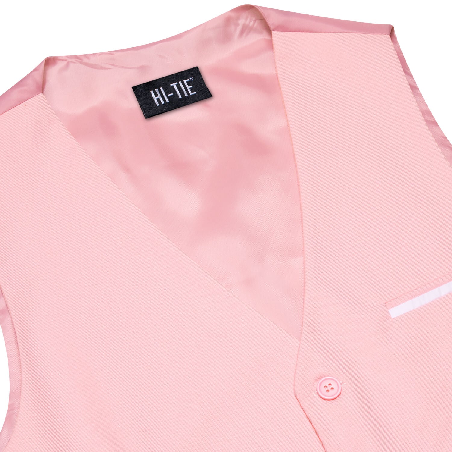 Hi-Tie Men's Vest Baby Pink Solid Silk Vest Business Suit