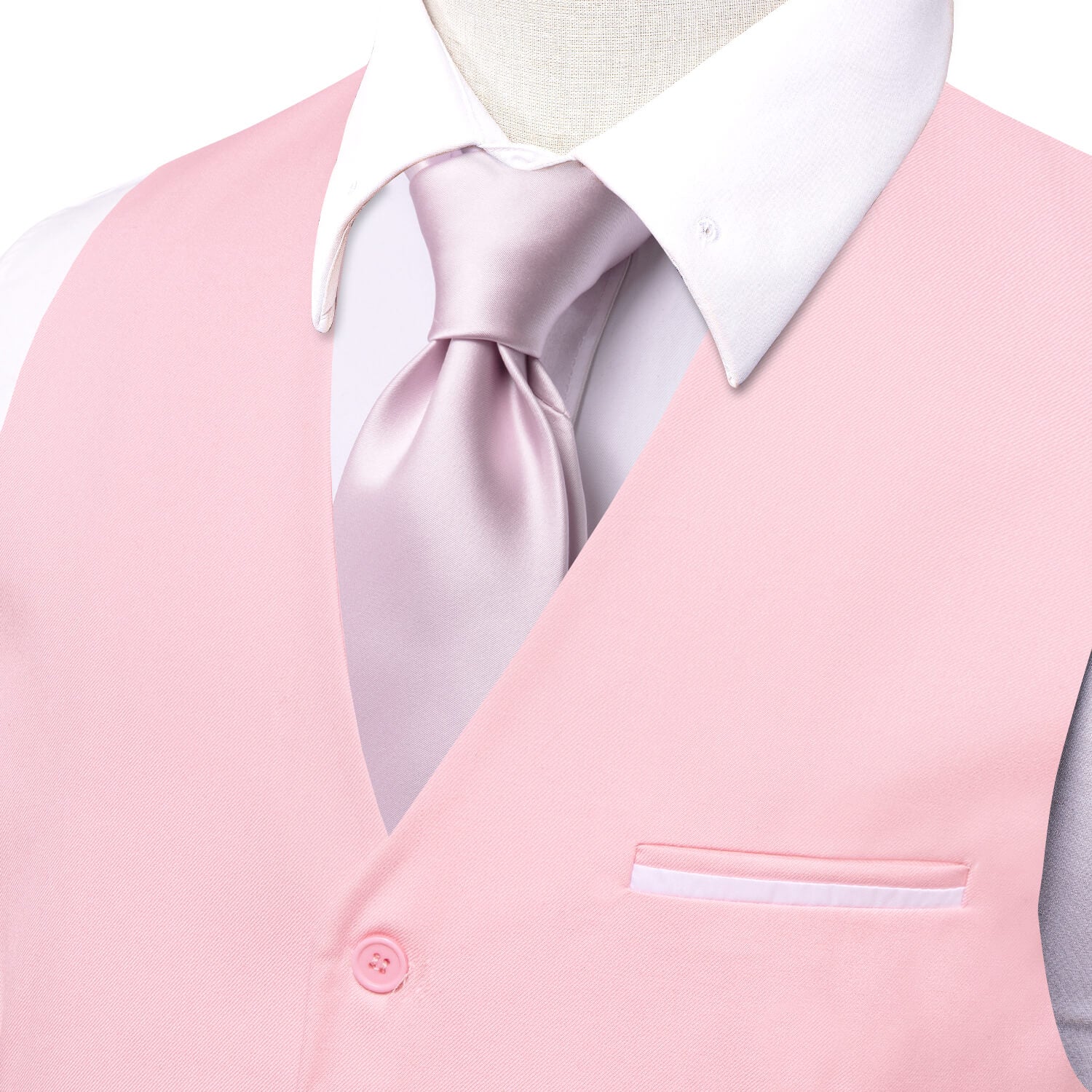 Hi-Tie Men's Vest Baby Pink Solid Silk Vest Business Suit