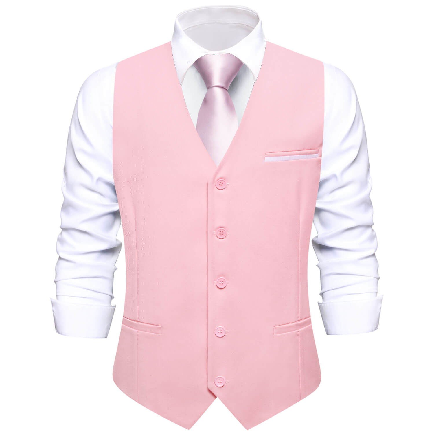 Baby Pink Solid Silk Vest 