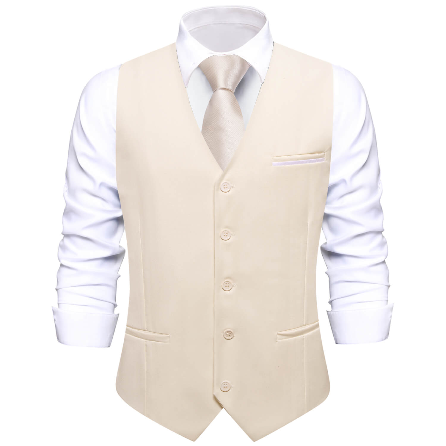  Cream Color Solid Silk Vest 