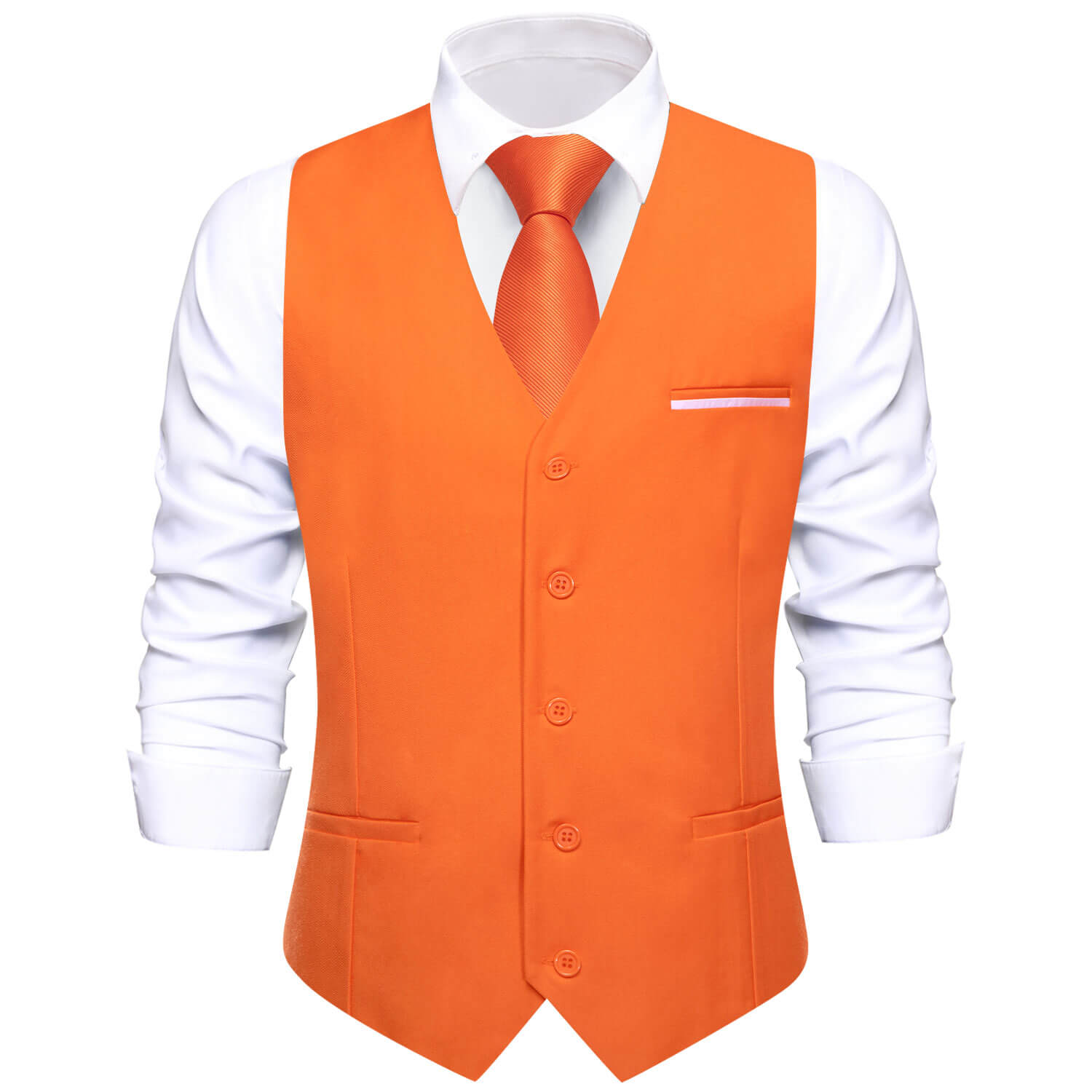  Coral Orange Solid Silk Vest 