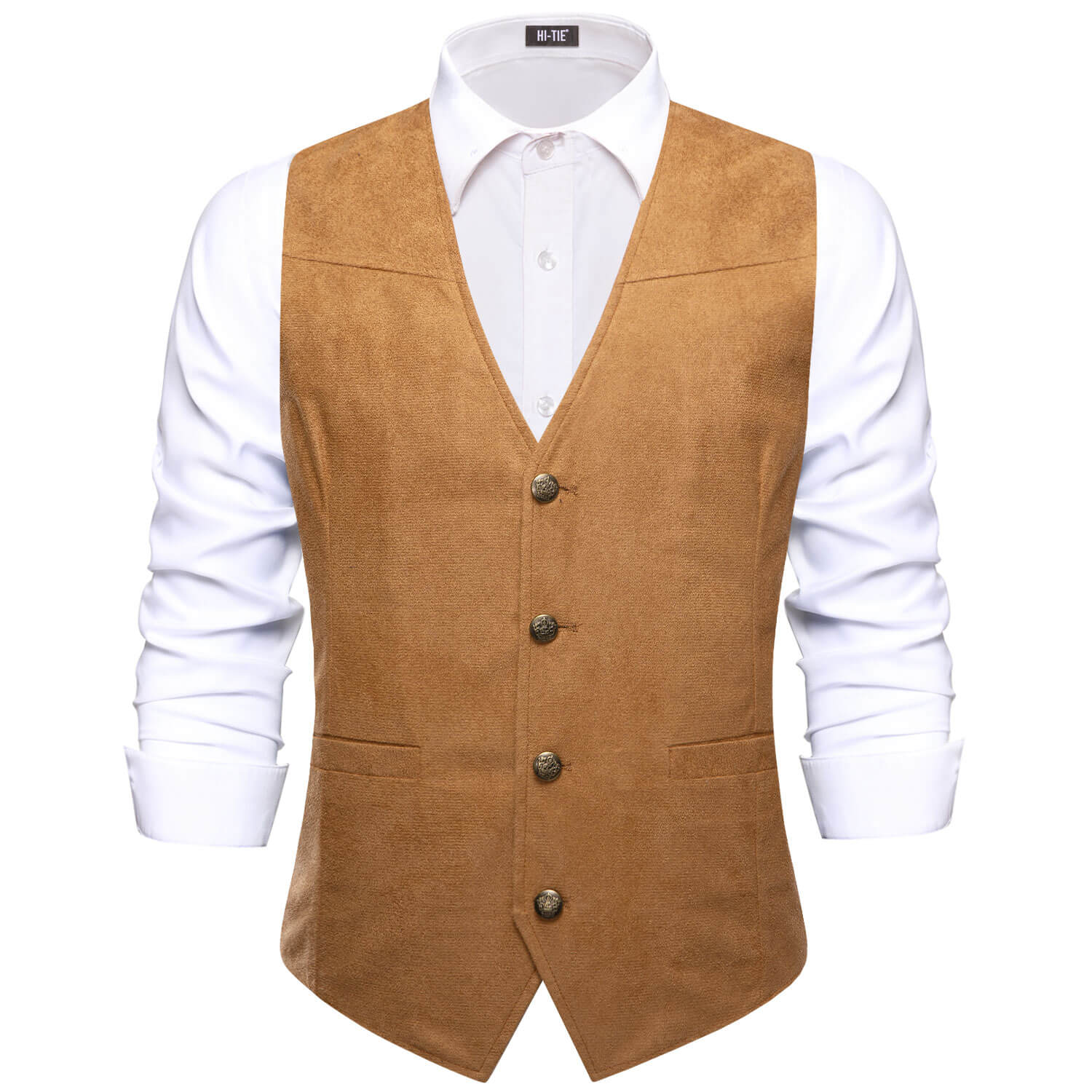 Copper Brown Suede Waistcoat Solid Single Vest
