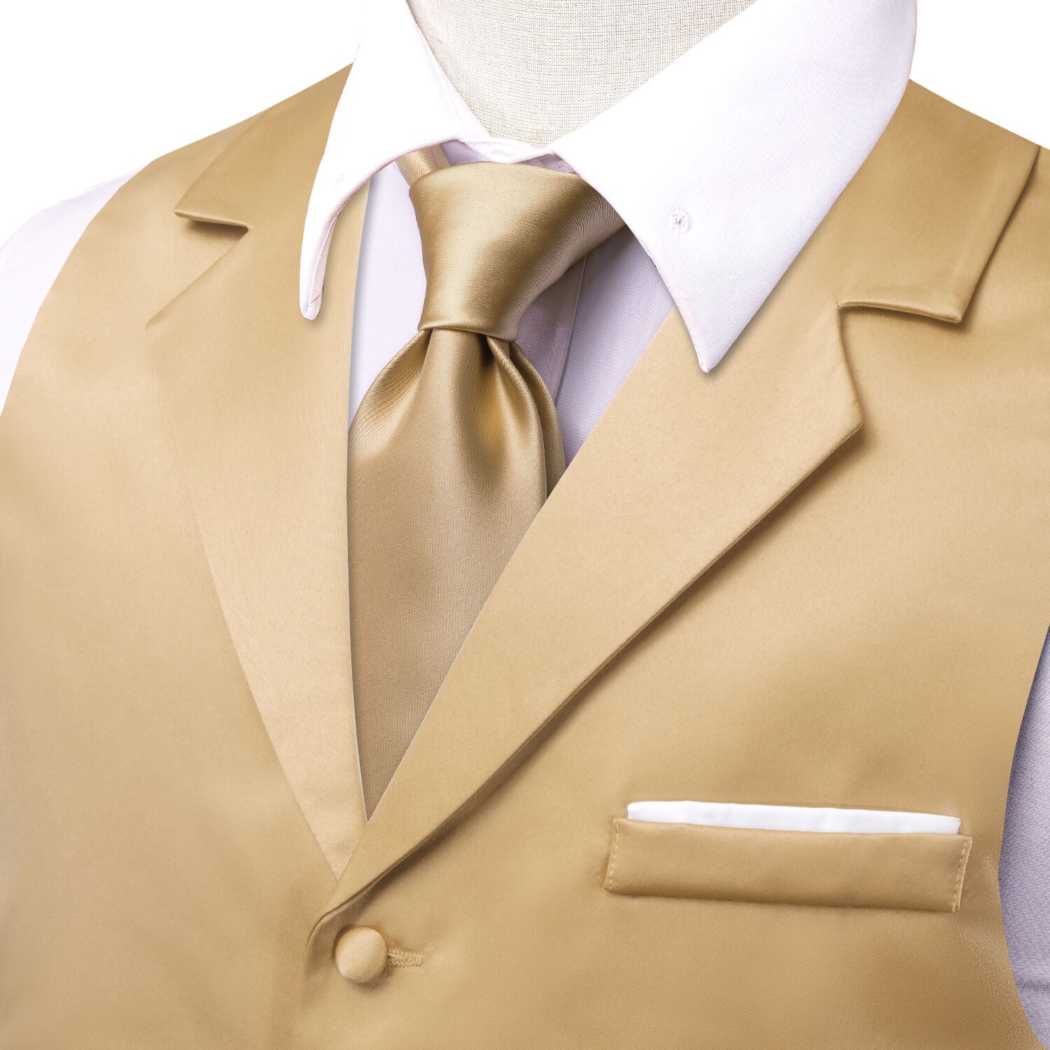 Champagne Waistcoat Solid Notch lapels Men's Vest