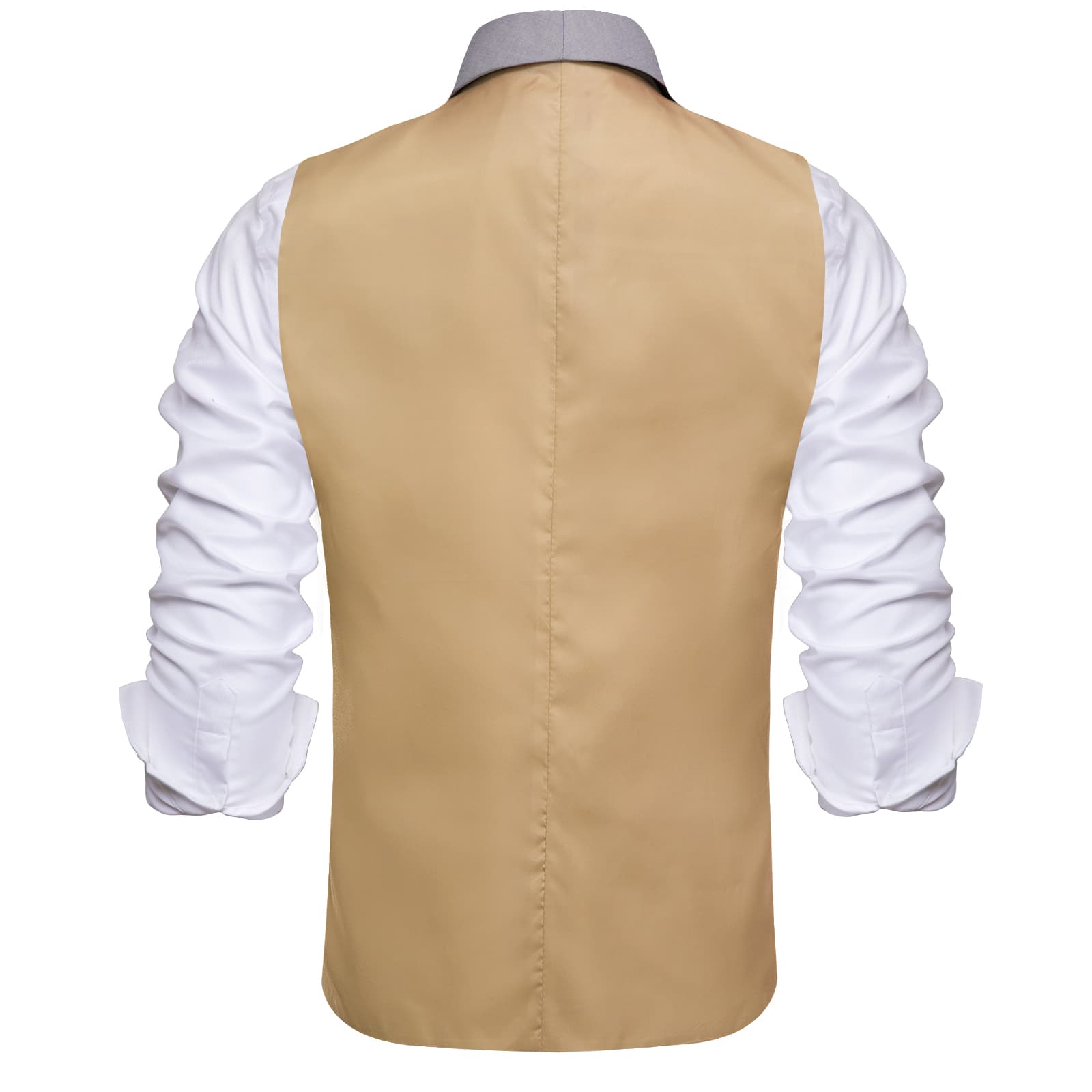 Grey Shawl Collar Beige Solid Waistcoat Formal Vests for Business