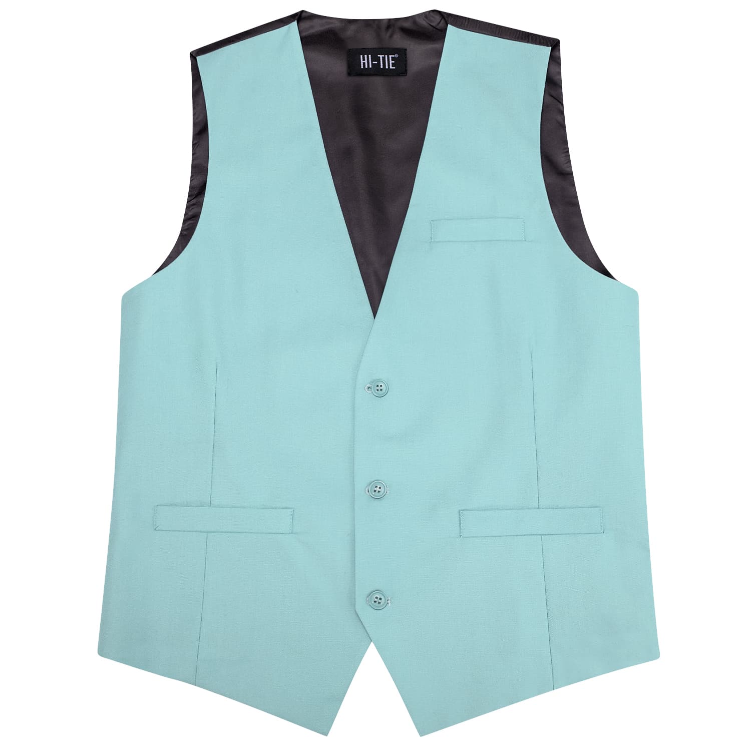 Turquoise Blue Solid V-Neck Waistcoat Formal Mens Vest