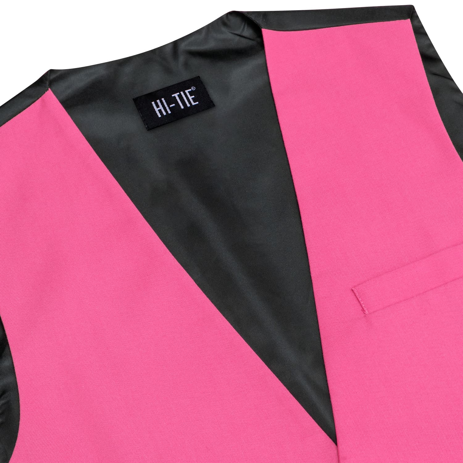 No Collar Waistcoat Pink Solid V-Neck Mens Vest for Wedding