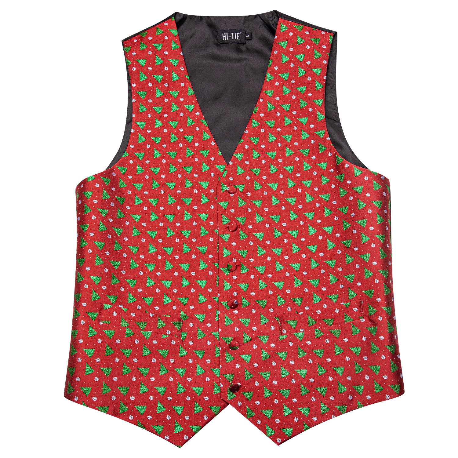 Christmas Red Green Novelty Men's Vest Hanky Cufflinks Tie Set
