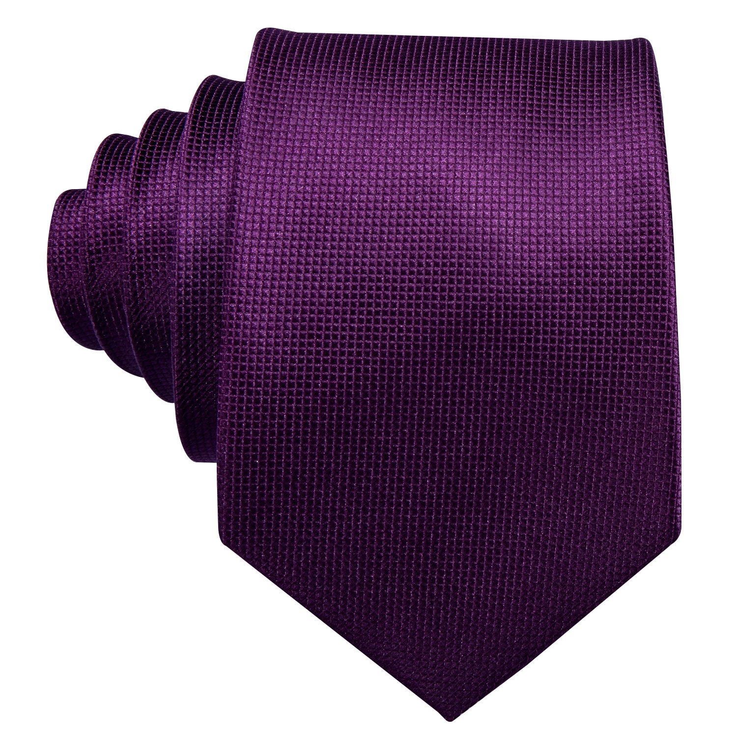 Dark Purple Mens Necktie Solid Tie Pocket Square Cufflinks Set