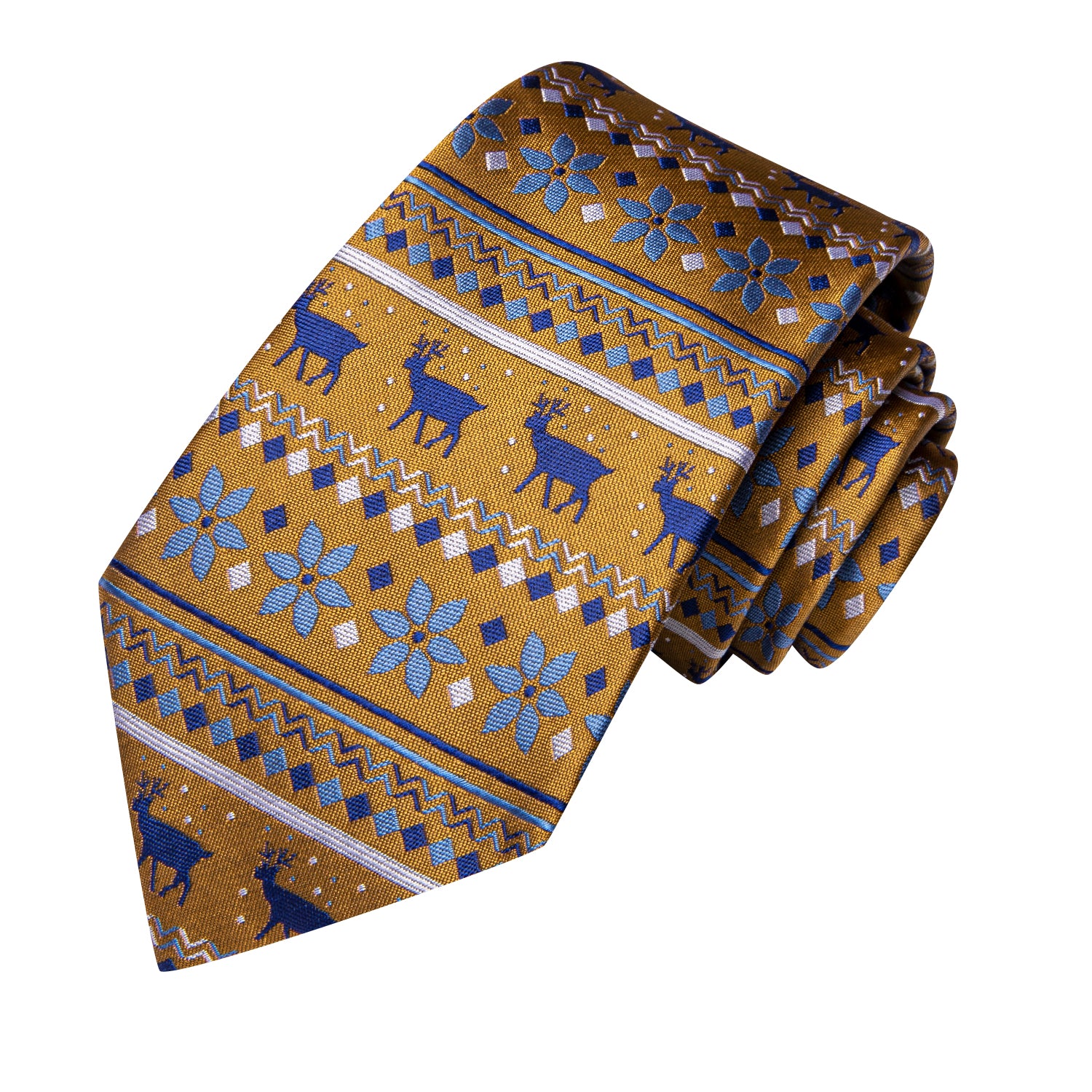 Christmas Brown Novelty  Men's Tie Pocket Square Cufflinks Set