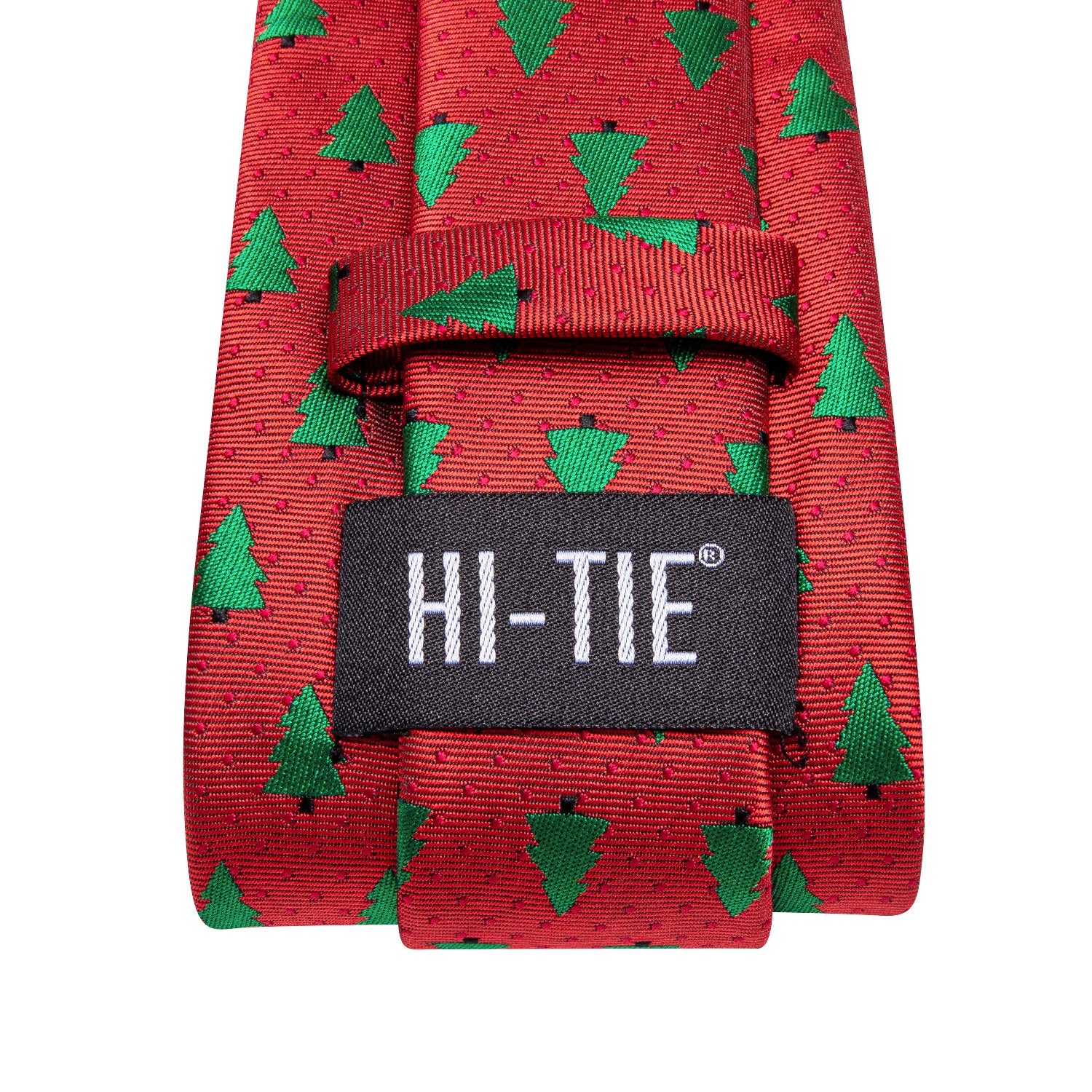 Red Green Pines Tie Pocket Square Cufflinks Set