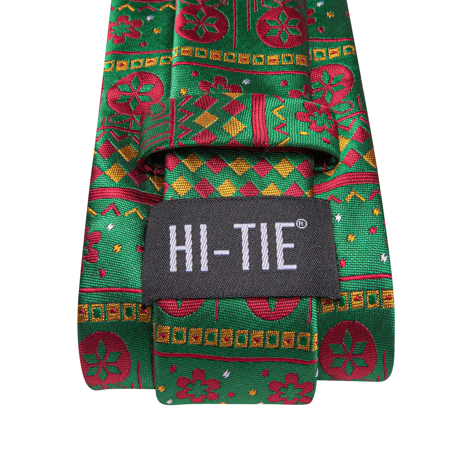 Christmas Green Novelty Men's Tie Pocket Square Cufflinks Set