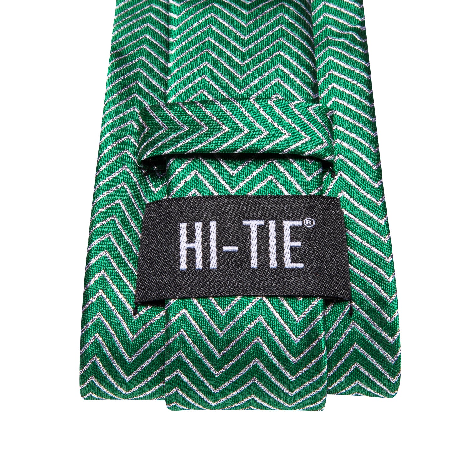 Christmas Green White Geometrical  Men's Tie Pocket Square Cufflinks Set