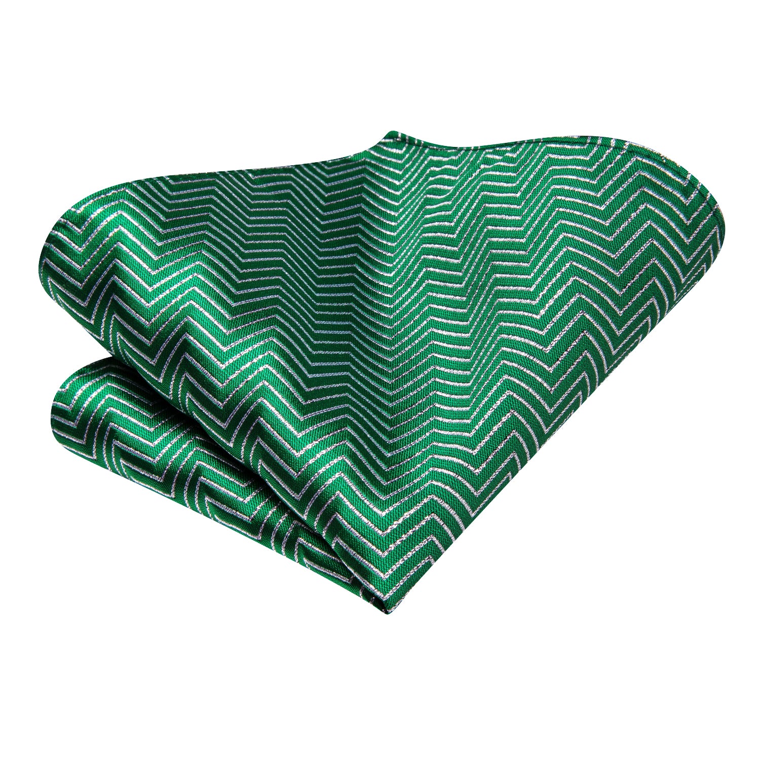 Christmas Green White Geometrical  Men's Tie Pocket Square Cufflinks Set