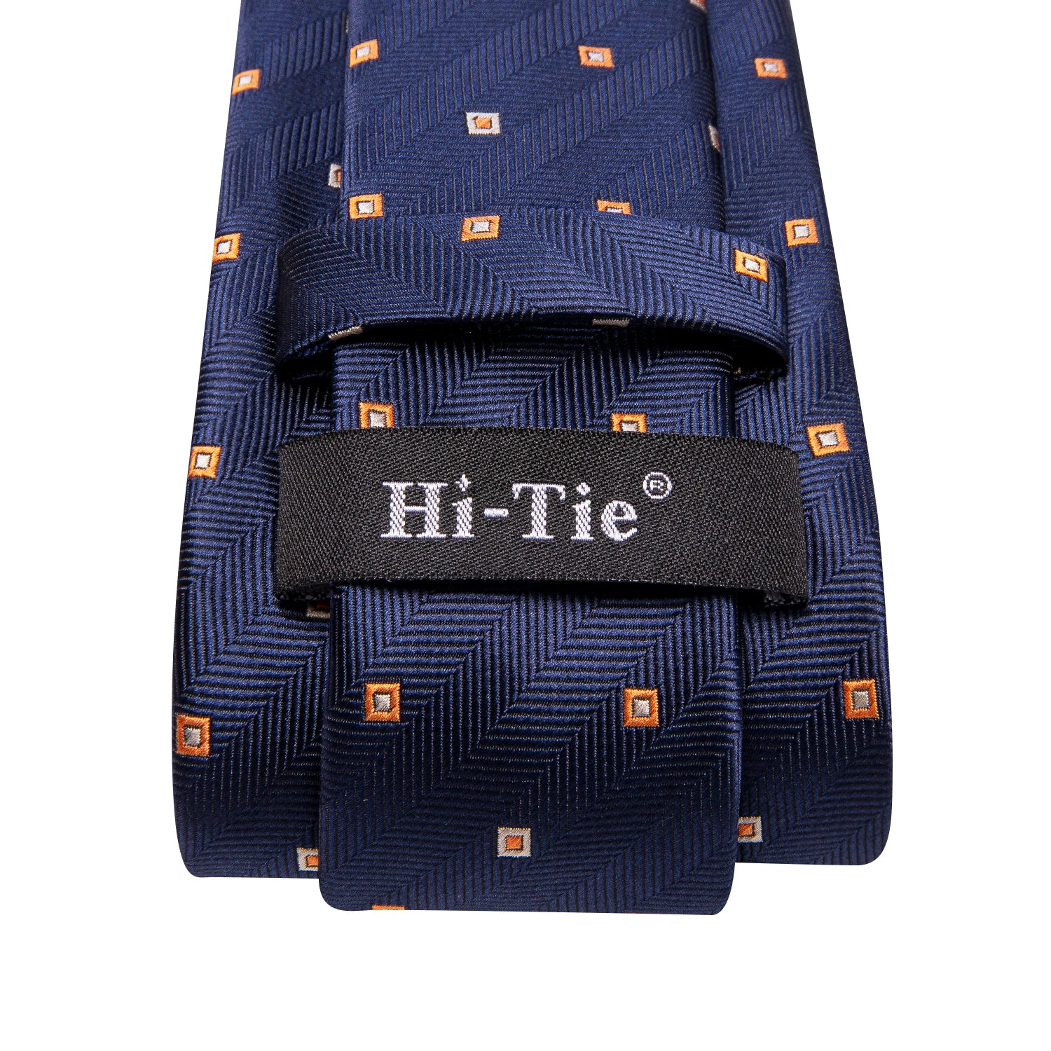 Navy Blue Novelty Men's Tie Pocket Square Cufflinks Set