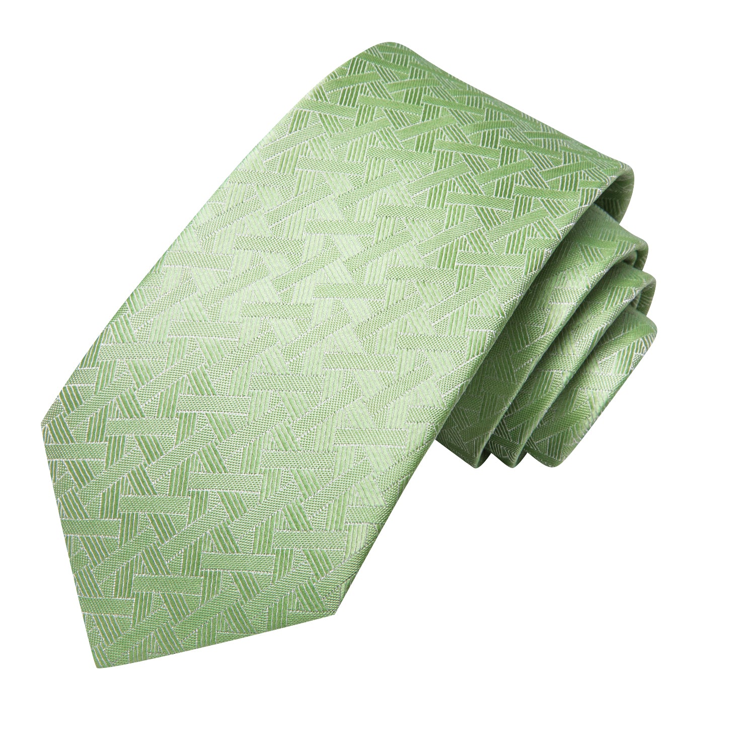Hi-Tie Mint Green Weave Men's Tie Pocket Square Cufflinks Set