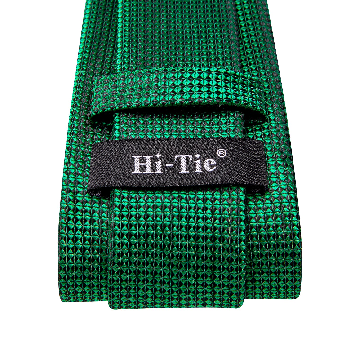 Hi-Tie Green Black Novelty Men's Tie Pocket Square Cufflinks Set