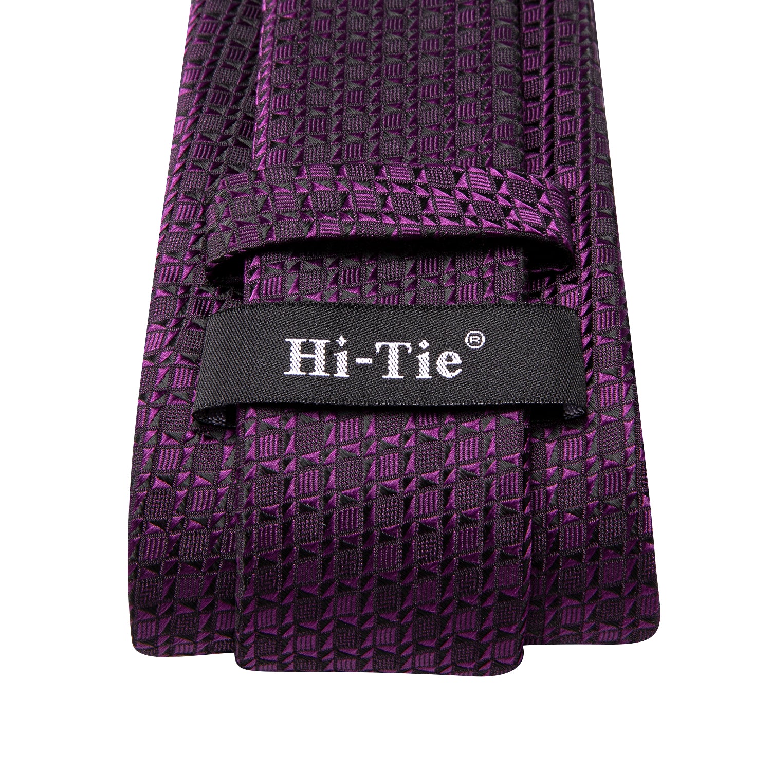 Hi-Tie Deep Purple Novelty Men's Tie Pocket Square Cufflinks Set