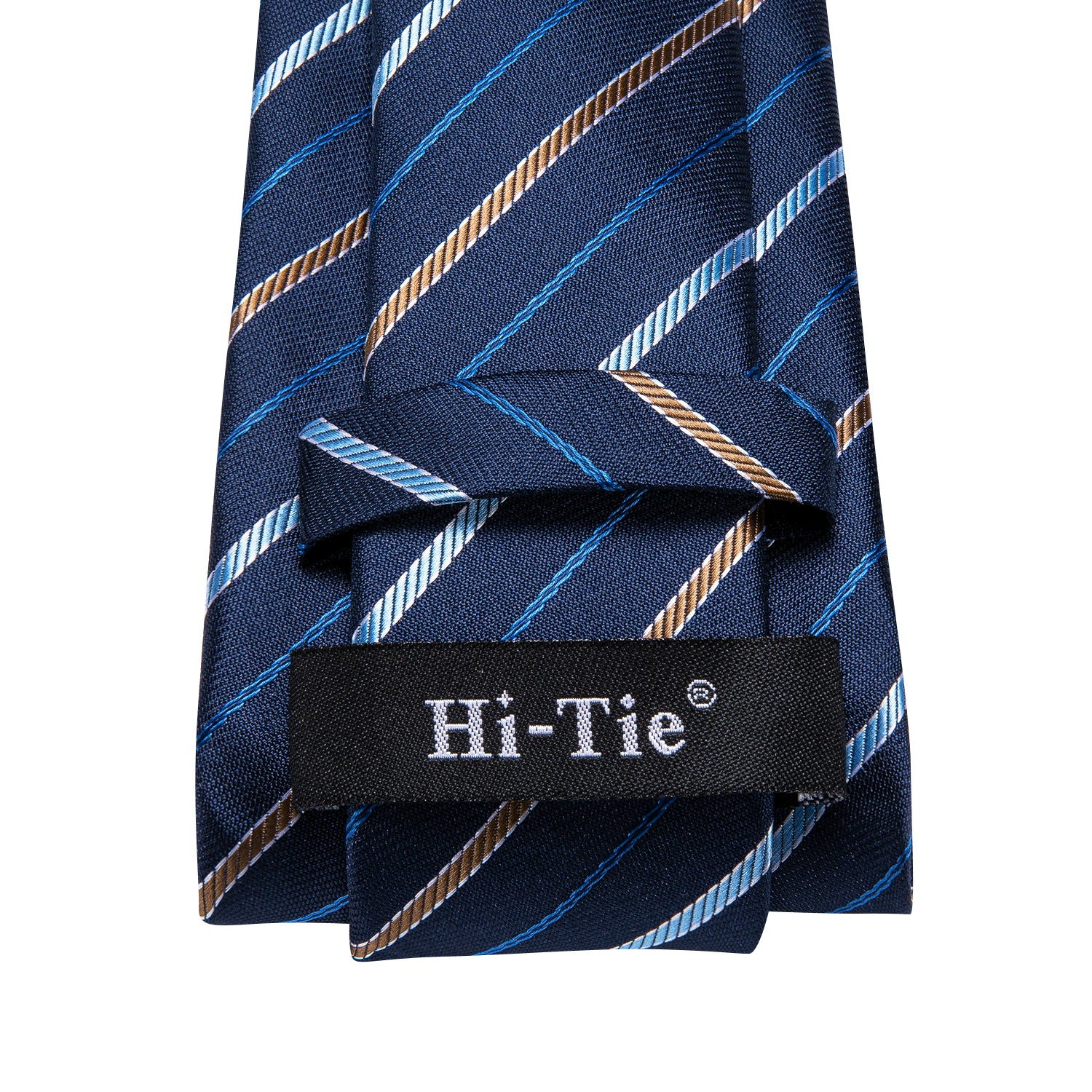 Hi-Tie Blue Thin Striped Men's Tie Pocket Square Cufflinks Set