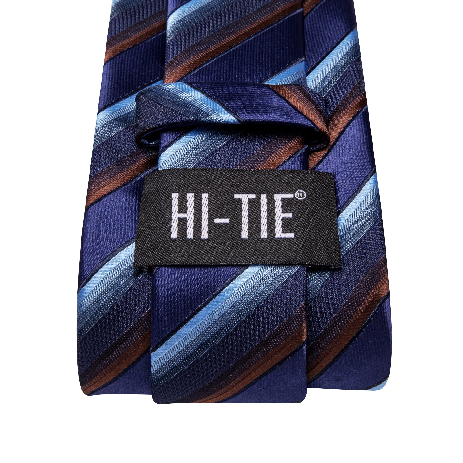 Hi-Tie Blue Red Striped Men's Tie Pocket Square Cufflinks Set