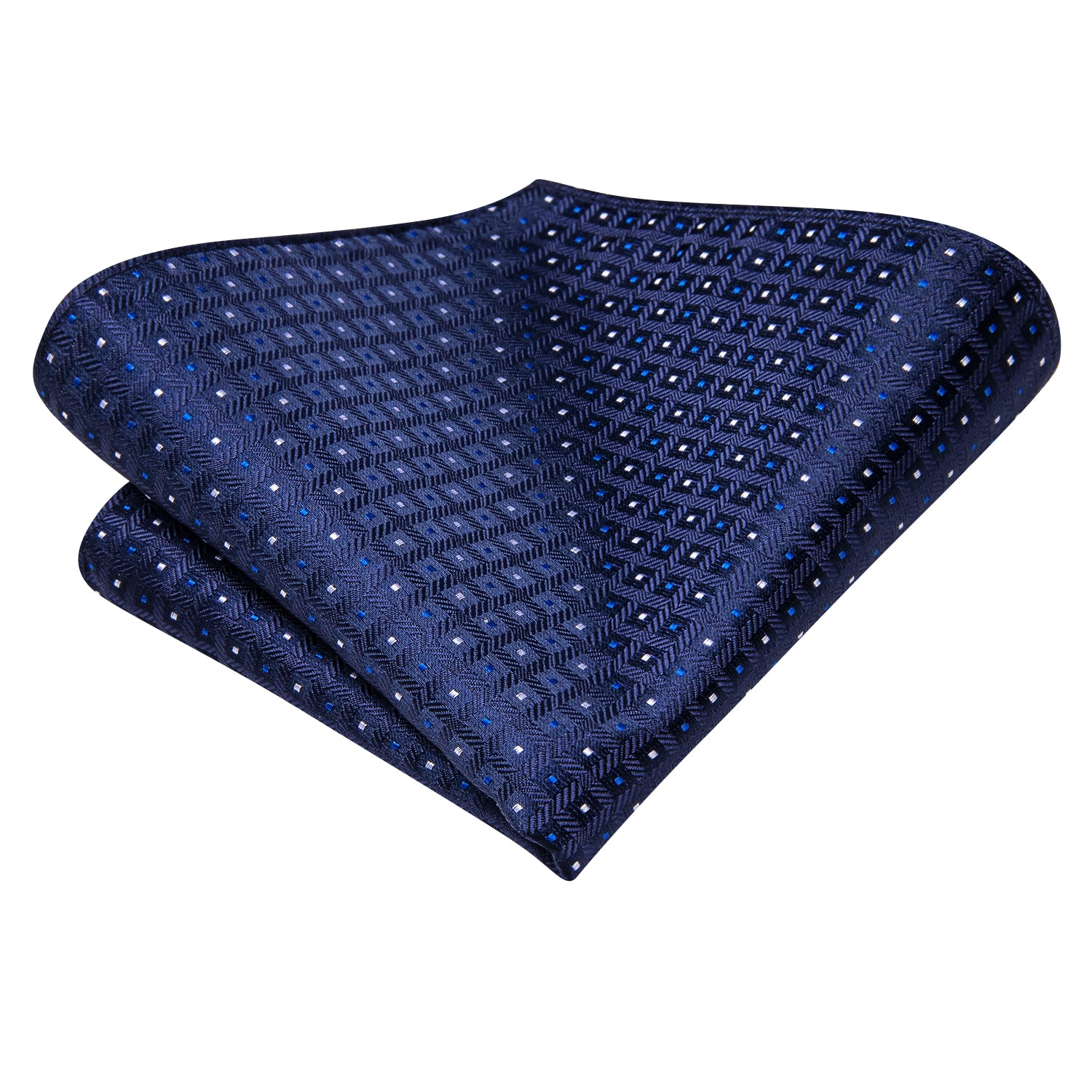 Hi-Tie Deep Blue Novelty Men's Tie Pocket Square Cufflinks Set