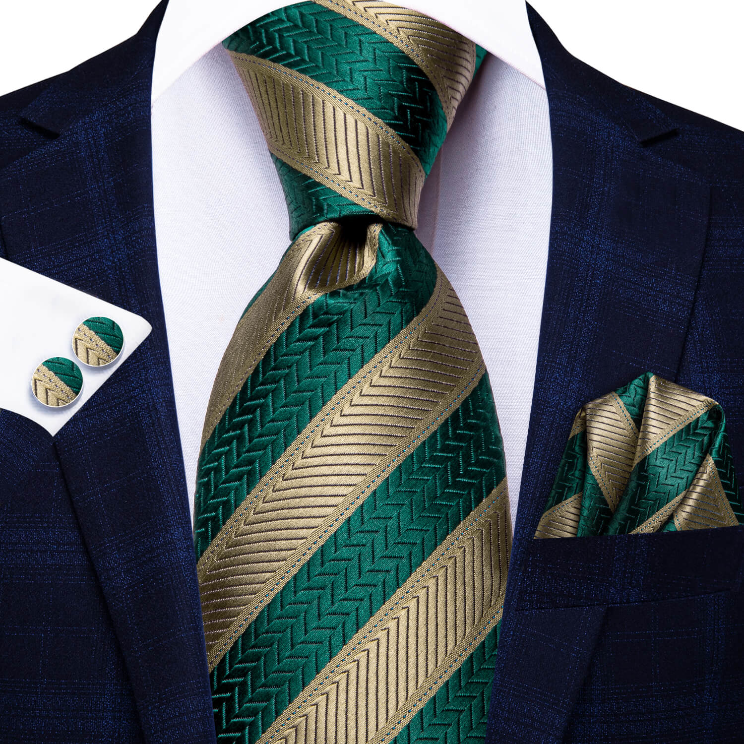 Stripe Tie Teal Green Brown Tie
