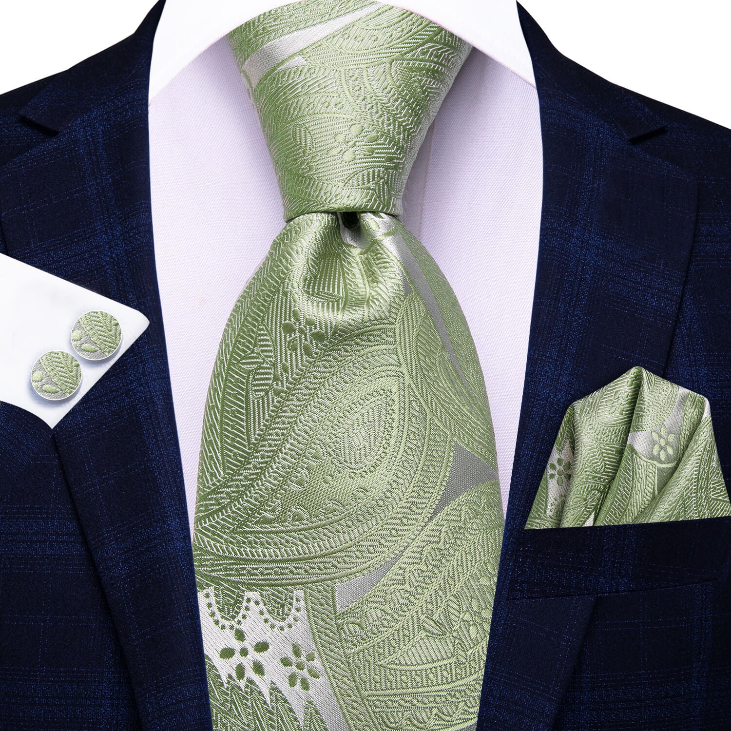 Floral Tie Sage Green Grey Men's Tie 