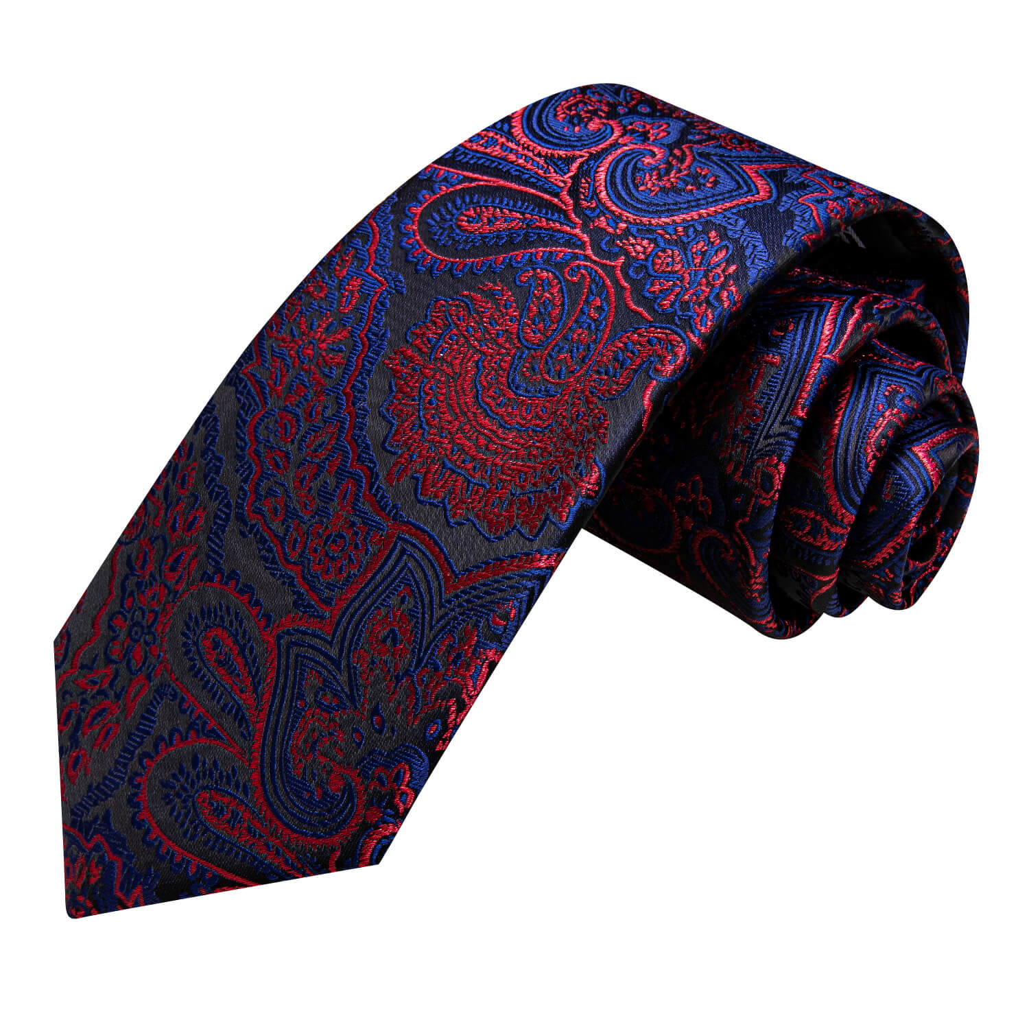  Paisley Tie Blue Red Silk Necktie for Men