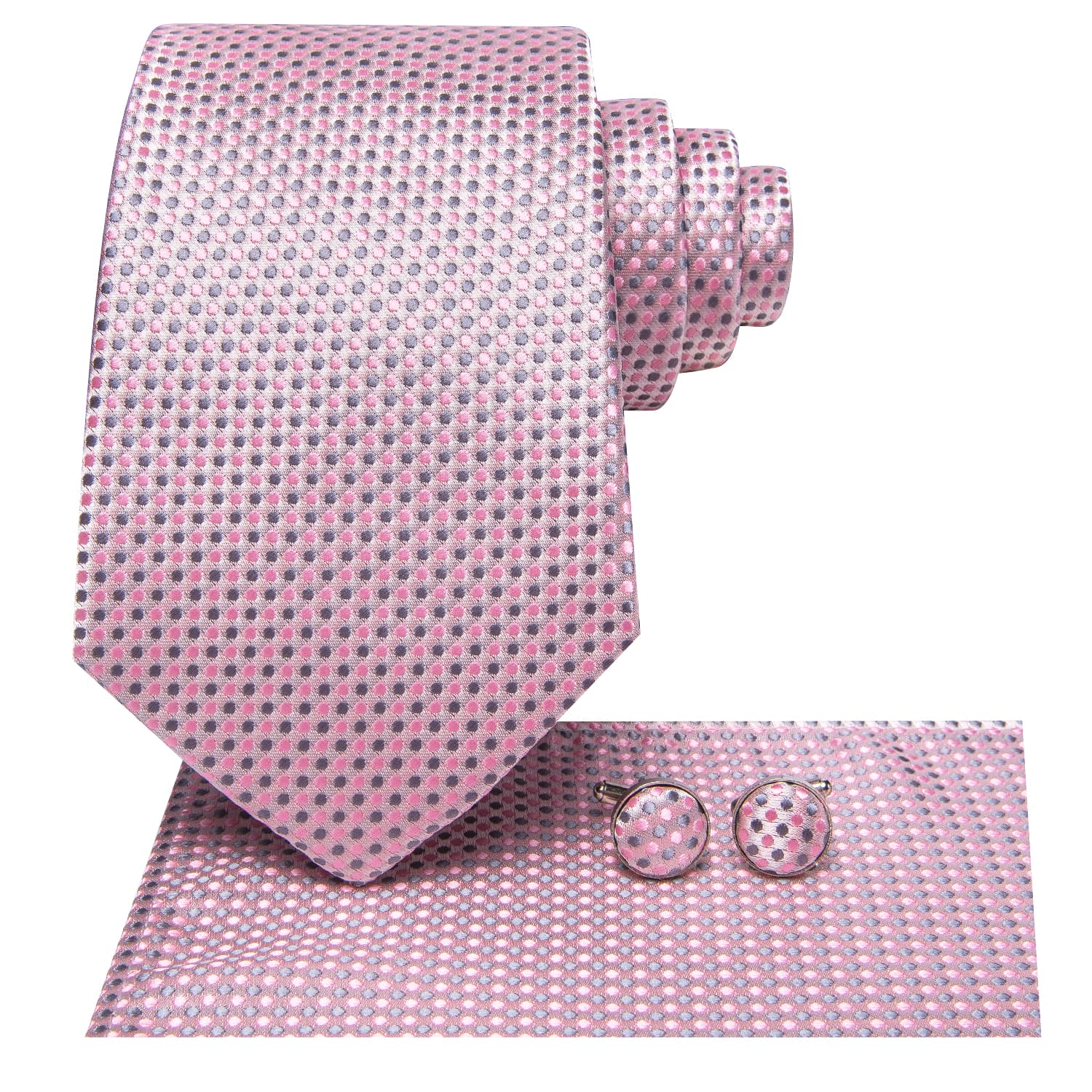 Hi-Tie Polka Dots Tie Light Pink Silk Necktie for Men