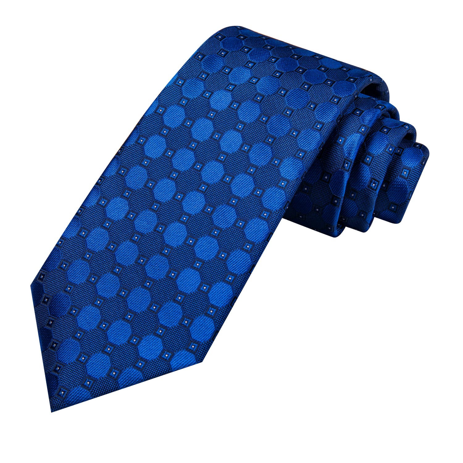 Hi-Tie Geometric Tie Navy Blue Silk Necktie Set for Men