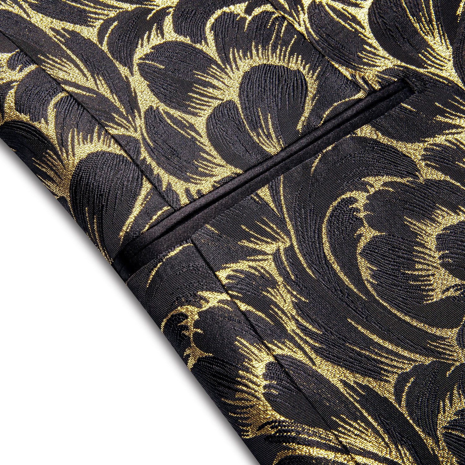 New Luxury Black Gold Feather Men's Suit Set