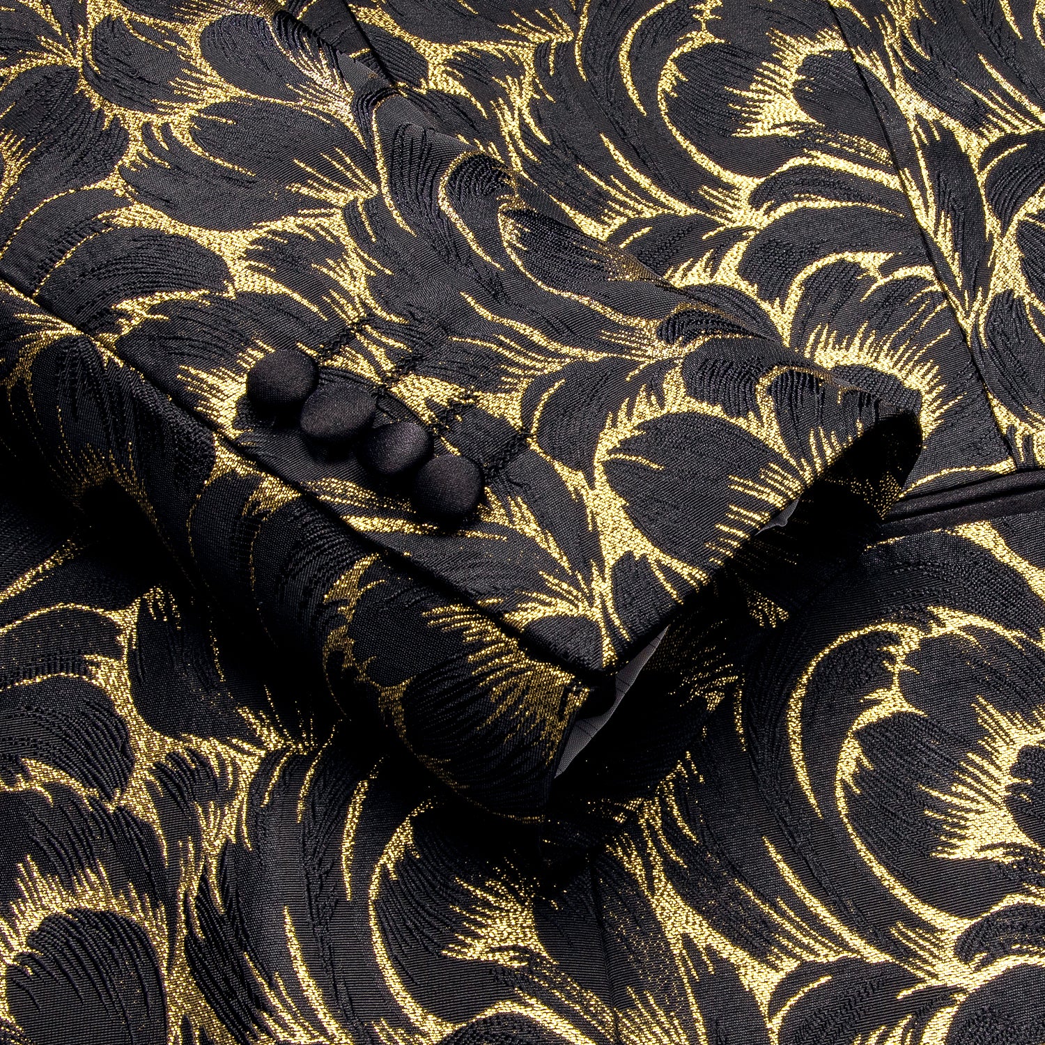Luxury Black Gold Feather Men's Suit Set