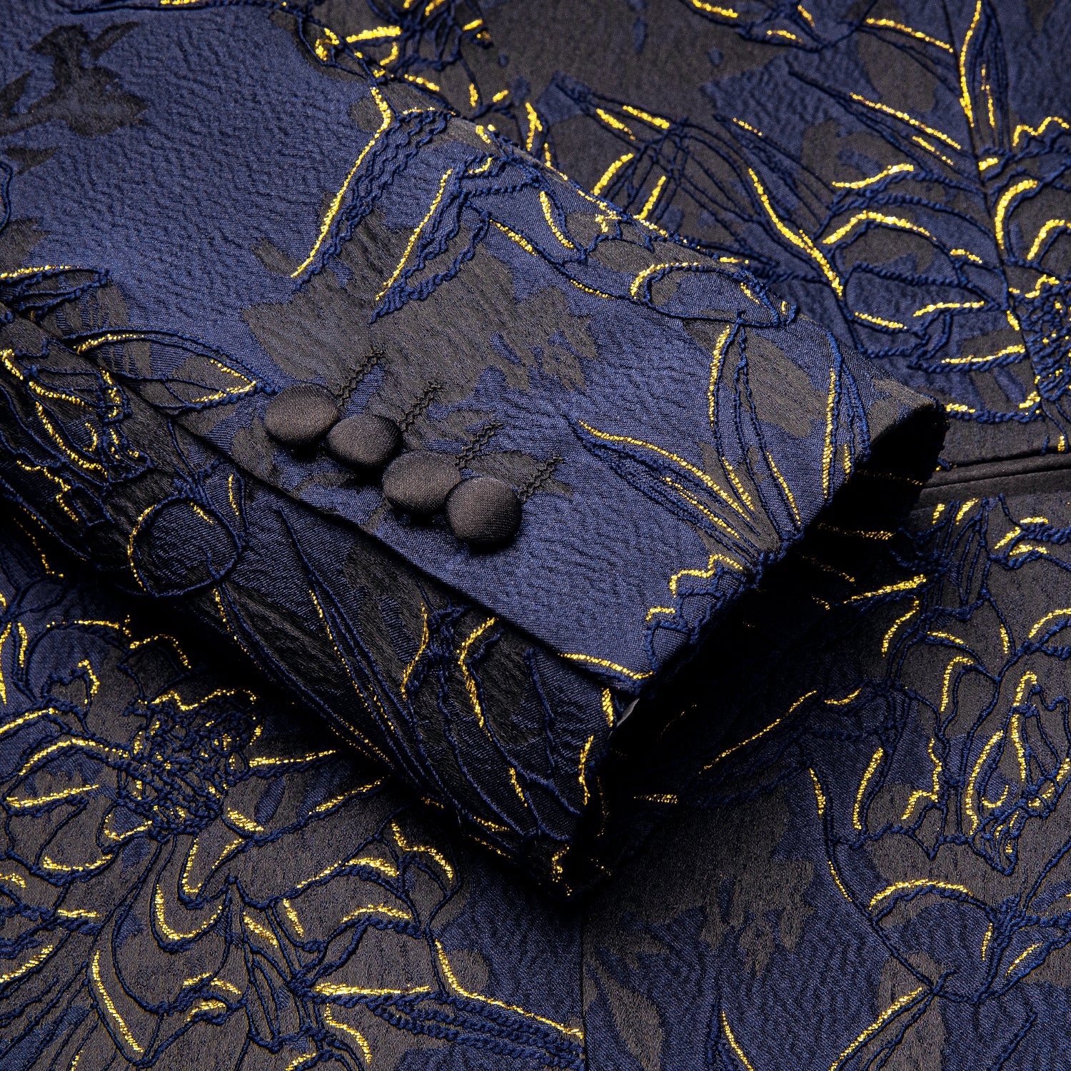 New Luxury Blue Gold Engraved Men's Suit Set
