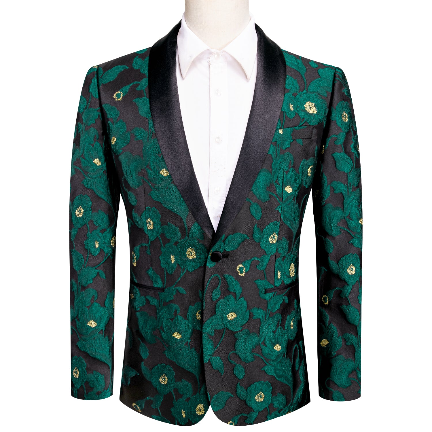 New Luxury Green Yellow Flower Men's Suit Set