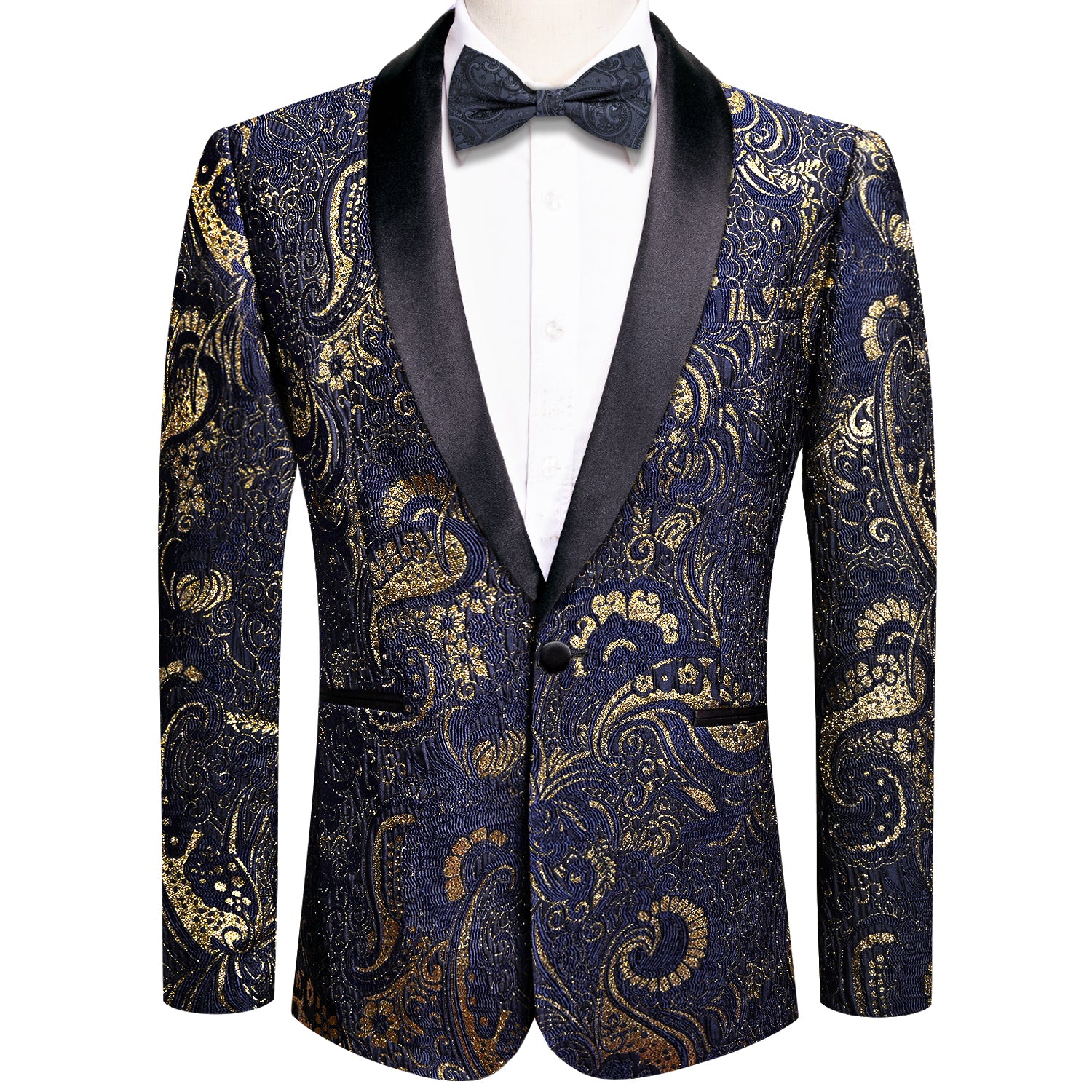 Hi-Tie Blue Champagne Floral Men's Suit Set