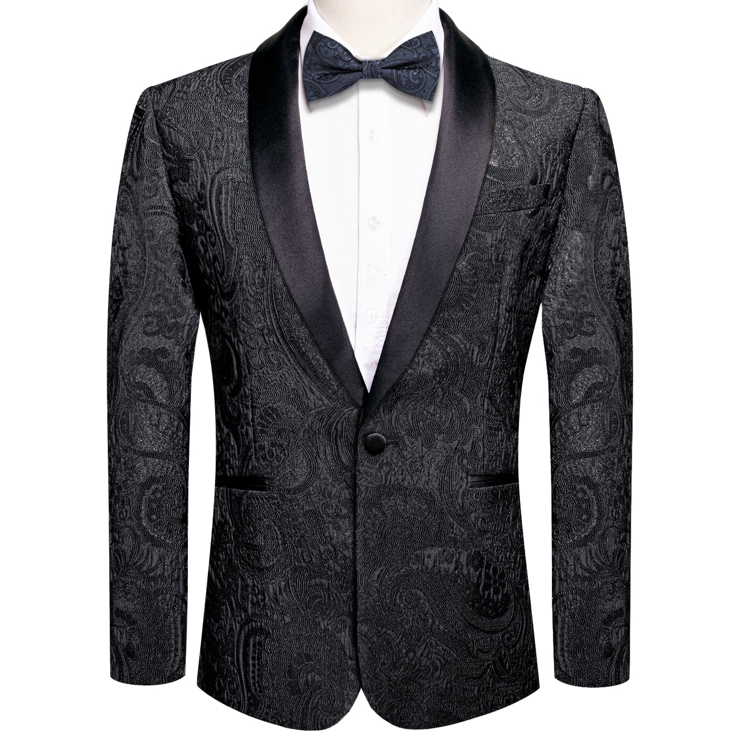 Hi-Tie Luxury Black Paisley Men's Suit Set