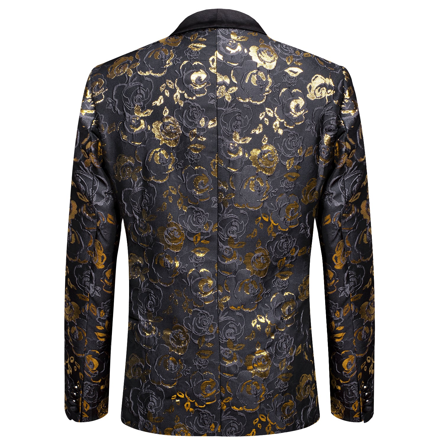 Hi-Tie Luxury Black Golden Floral Men's Suit Set