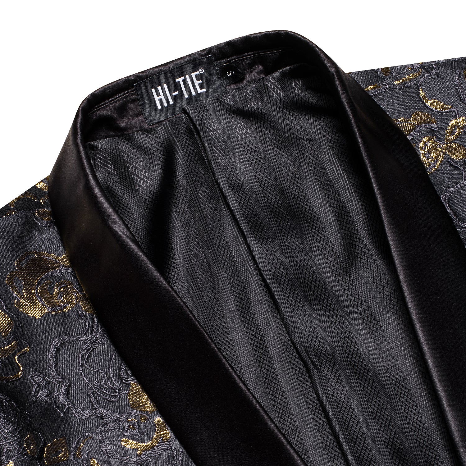 Hi-Tie Luxury Black Golden Floral Men's Suit Set