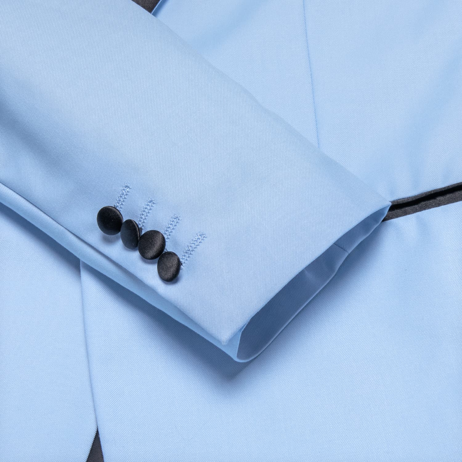 Black Shawl Collar Sky Blue Solid Blazer Bowtie Suit Set