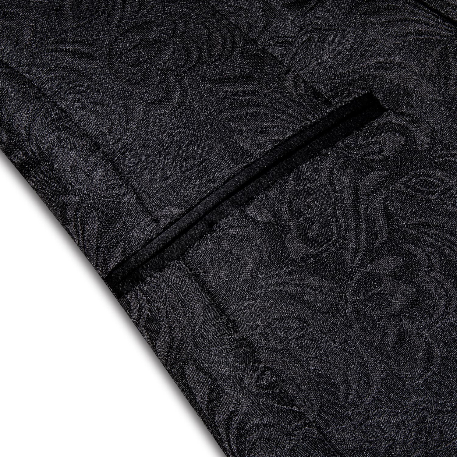 Hi-Tie Black Shawl Collar Black Floral Blazer Bowtie Suit Set