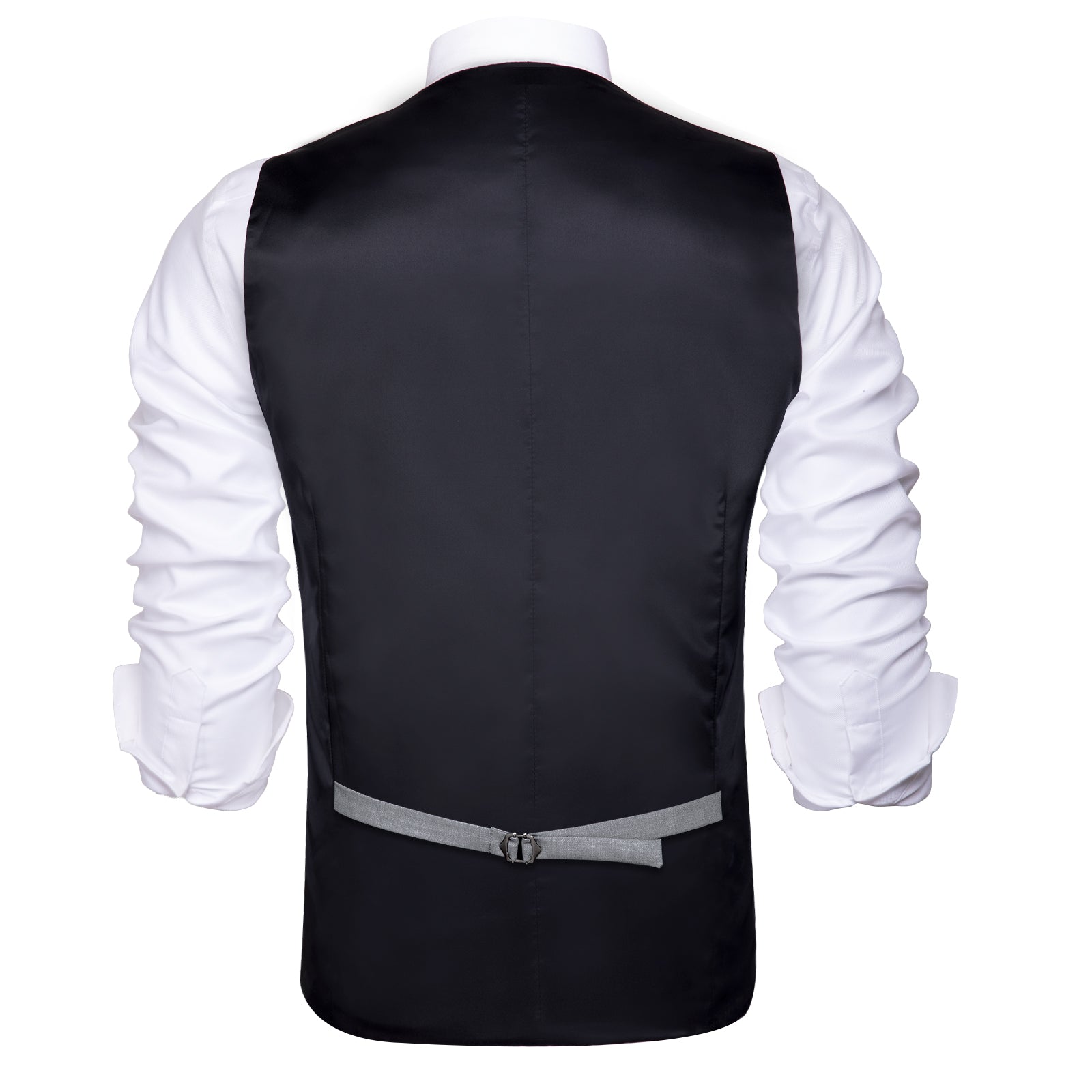Grey Solid Men's Vest Hanky Cufflinks Tie Set Waistcoat Suit Set