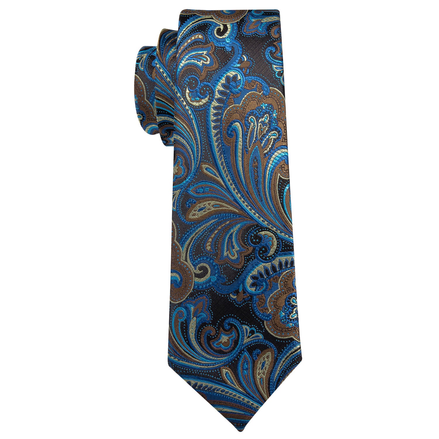Men's Luxury Blue Necktie Pocket Square Cufflinks Set