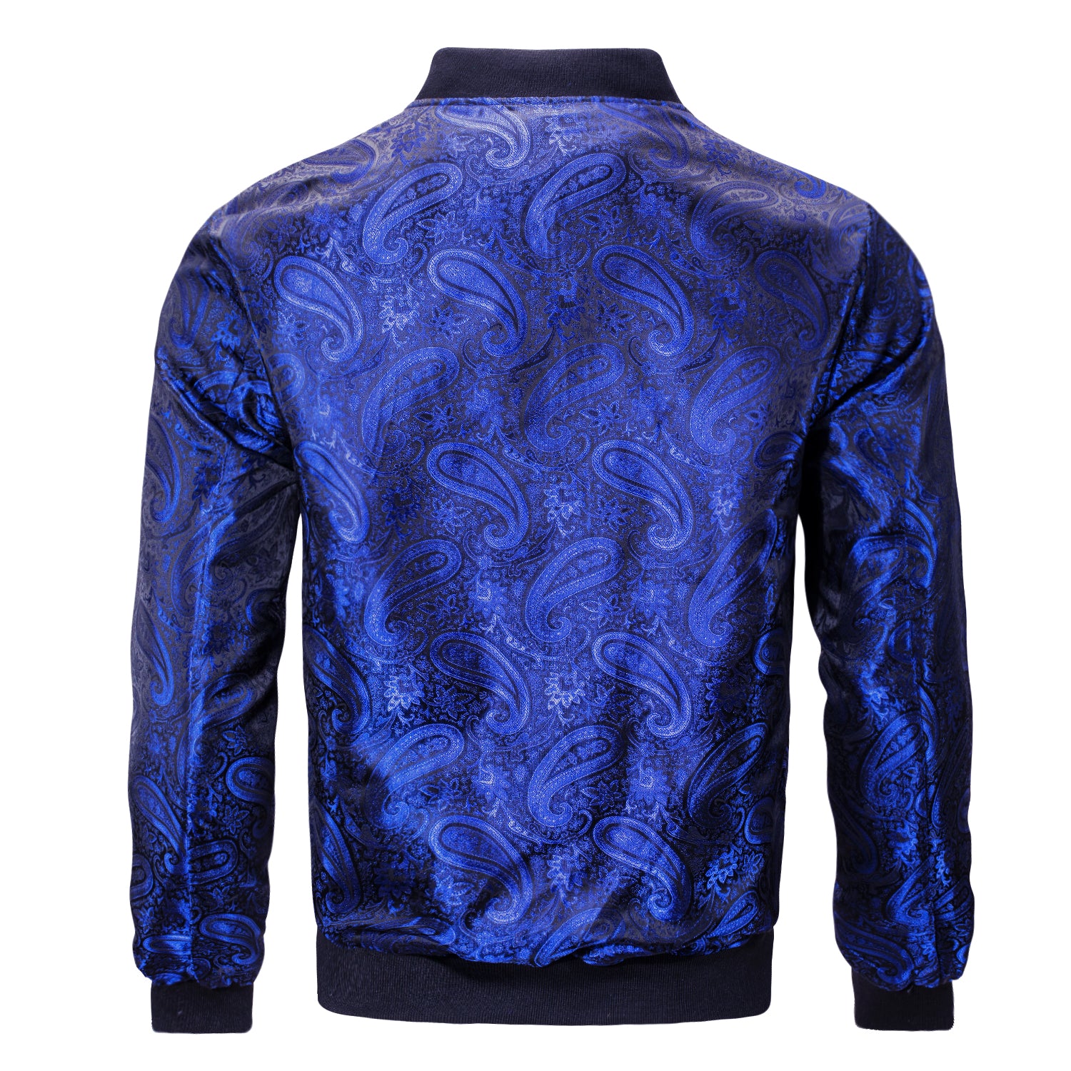 New Royal Blue Paisley Men's Urban Lightweight Zip Jacket Casual