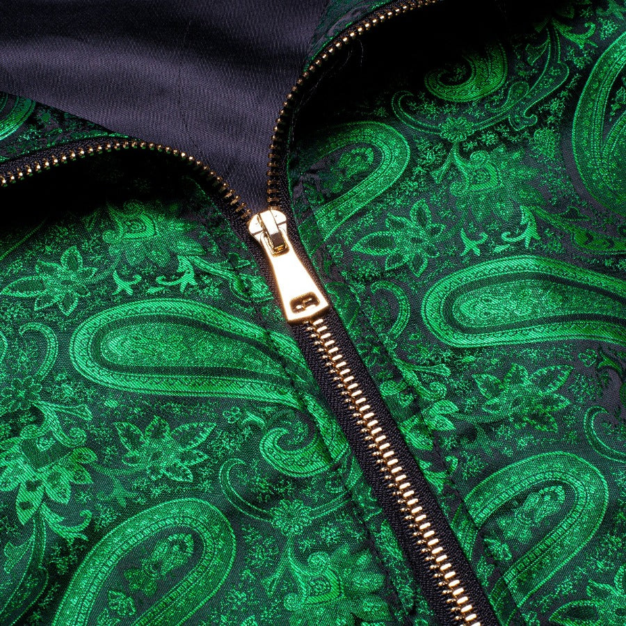 New Green Paisley Men's Urban Lightweight Zip Jacket Casual