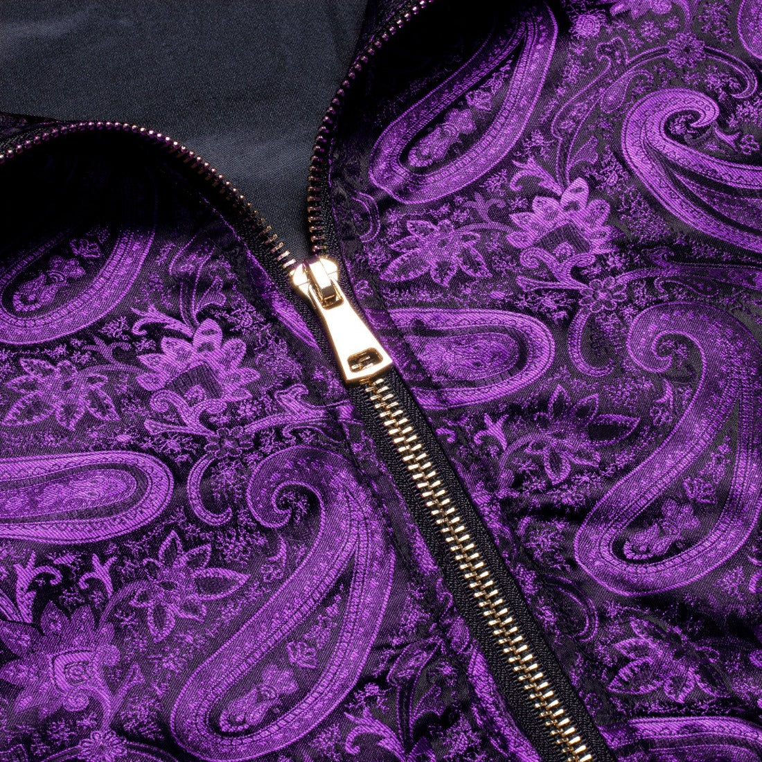New Black Purple Paisley Men's Urban Lightweight Zip Jacket Casual