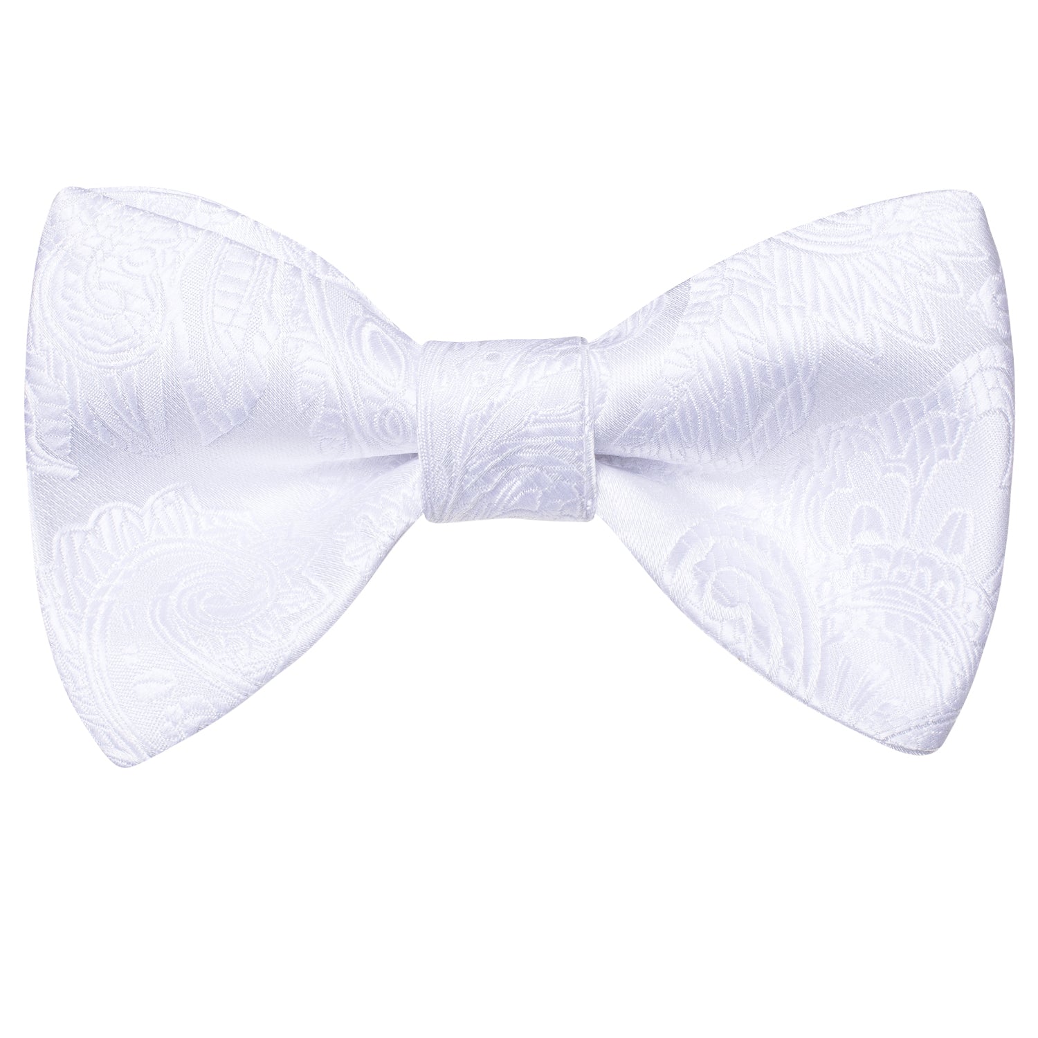 White Paisley Silk Self-tied Bow Tie Pocket Square Cufflinks Set