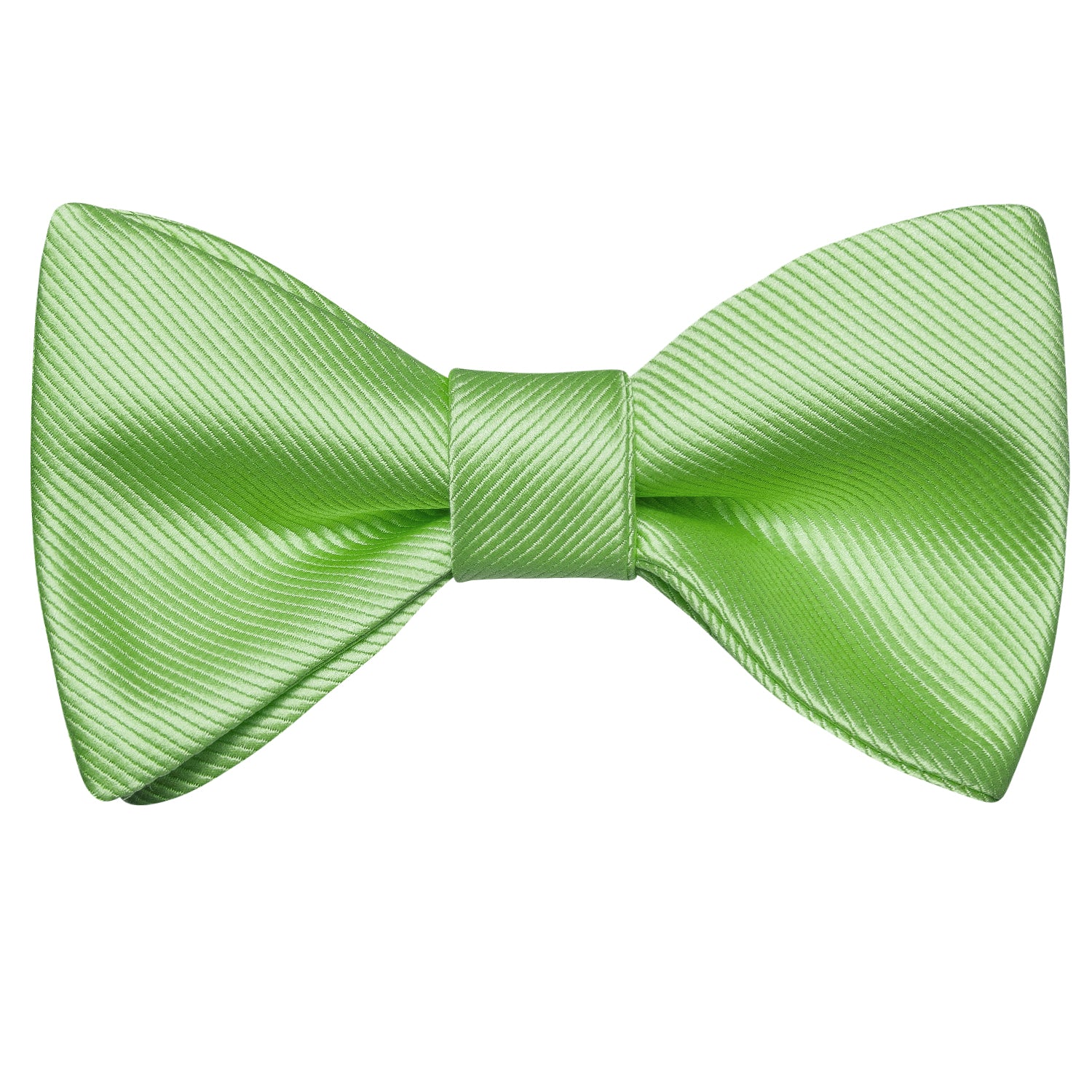 Light Green Striped Silk Self-tied Bow Tie Pocket Square Cufflinks Set
