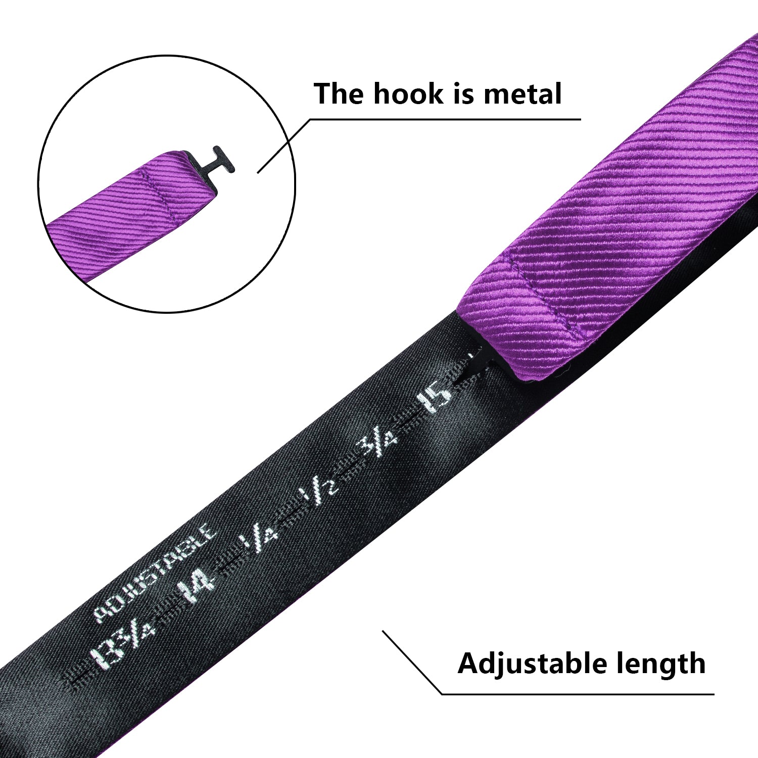 Purple Striped Silk Self-tied Bow Tie Pocket Square Cufflinks Set
