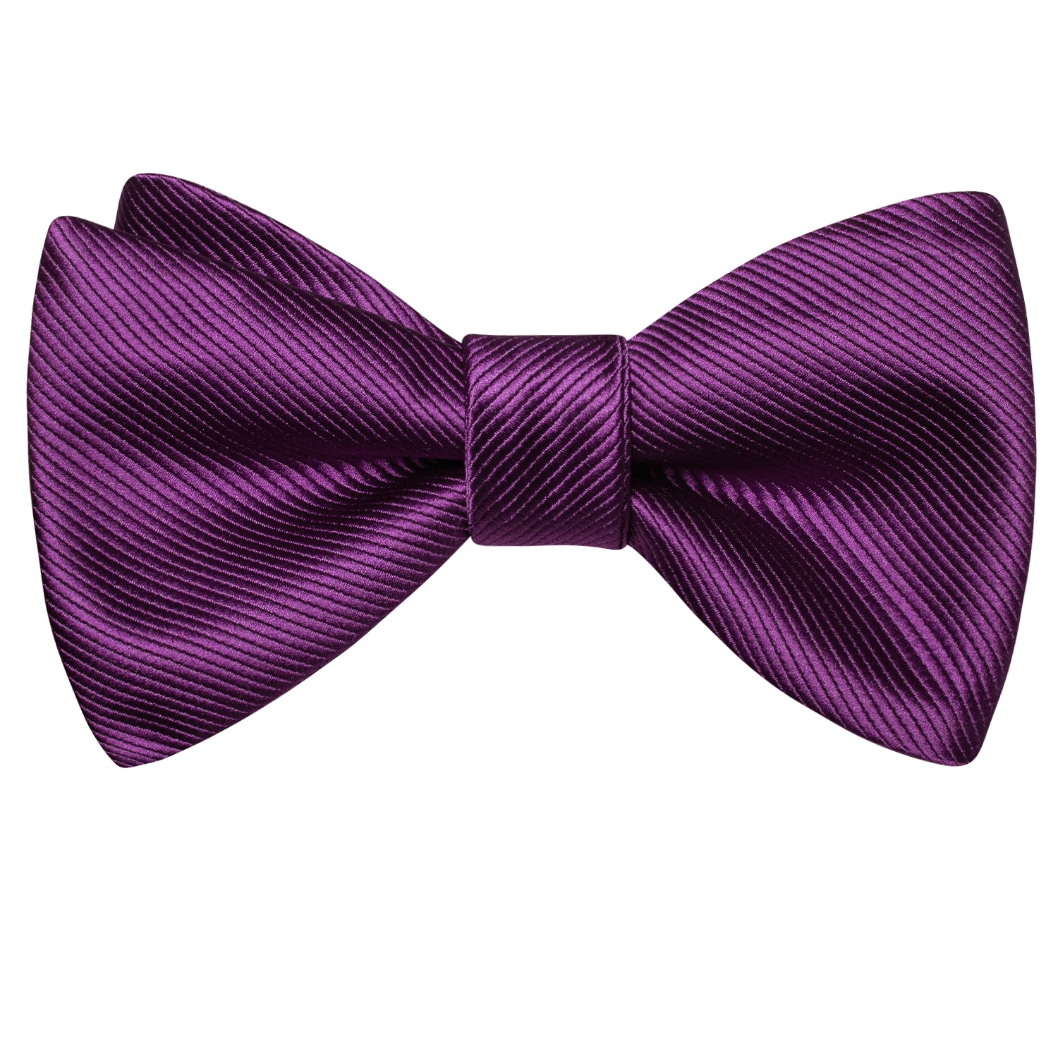Dark Purple Striped Silk Self-tied Bow Tie Pocket Square Cufflinks Set