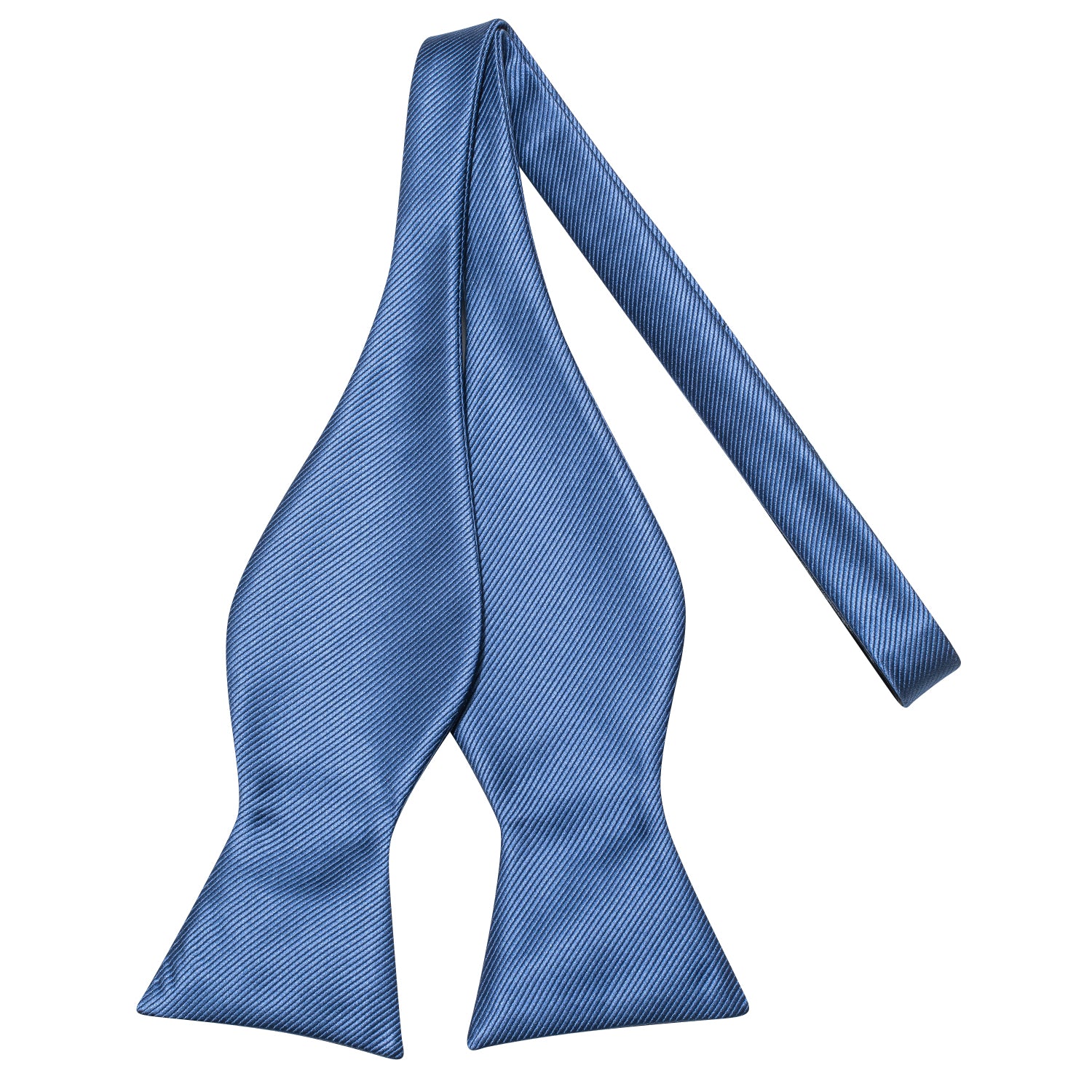 Dark Dusty Blue Striped Silk Self-tied Bow Tie Pocket Square Cufflinks Set