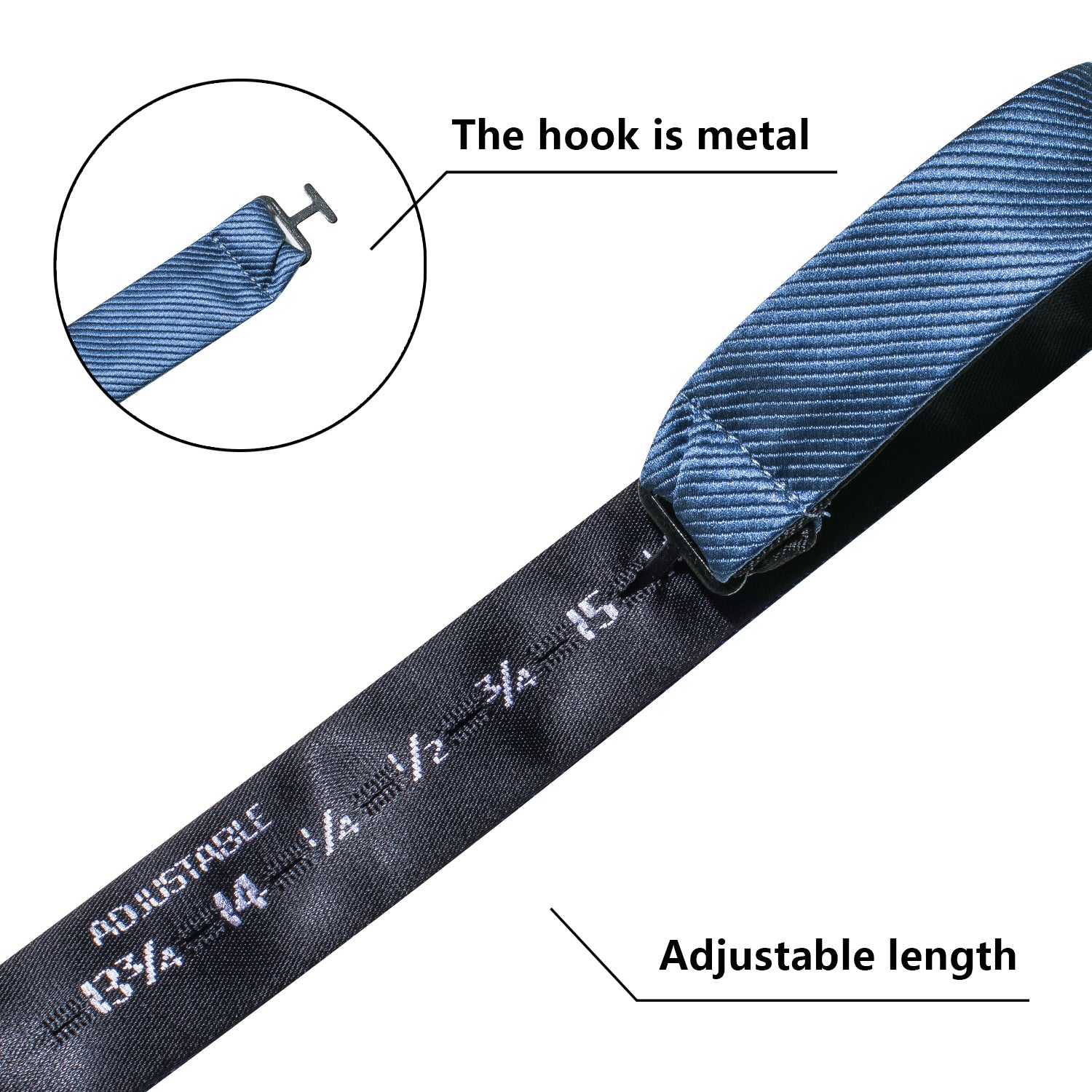 Dark Dusty Blue Striped Silk Self-tied Bow Tie Pocket Square Cufflinks Set